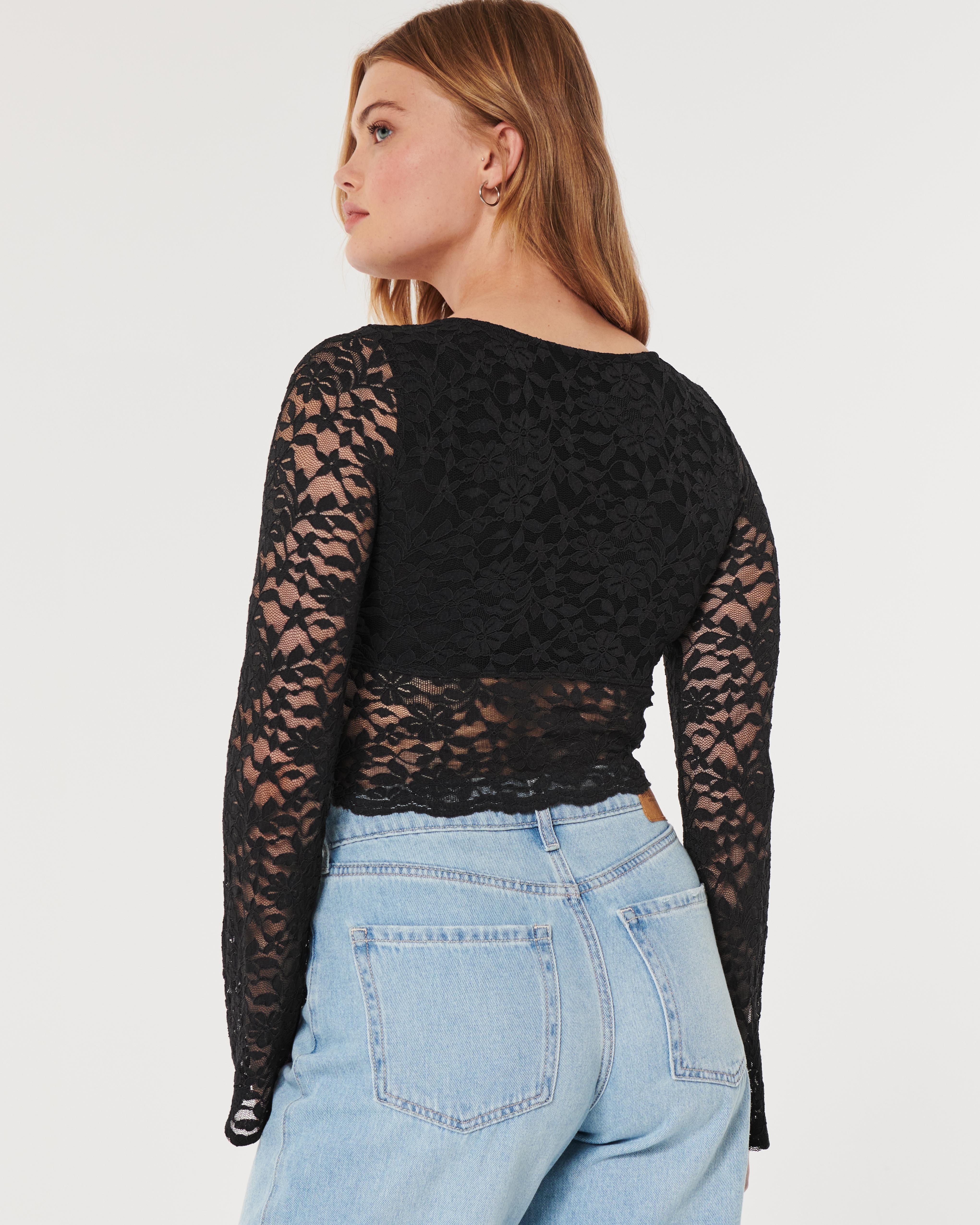 Lace bell sleeve top hot sale
