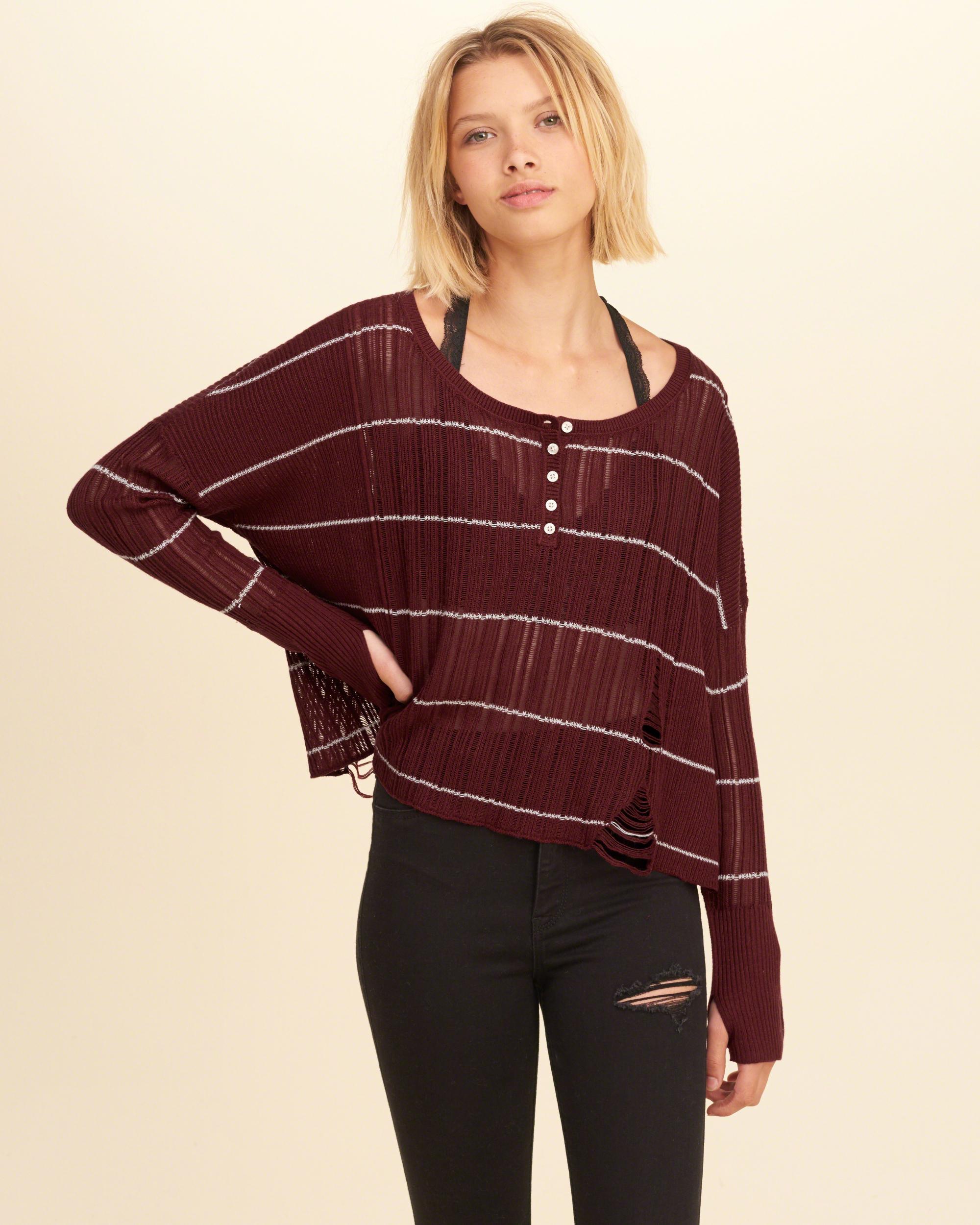 hollister oversized henley sweatshirt