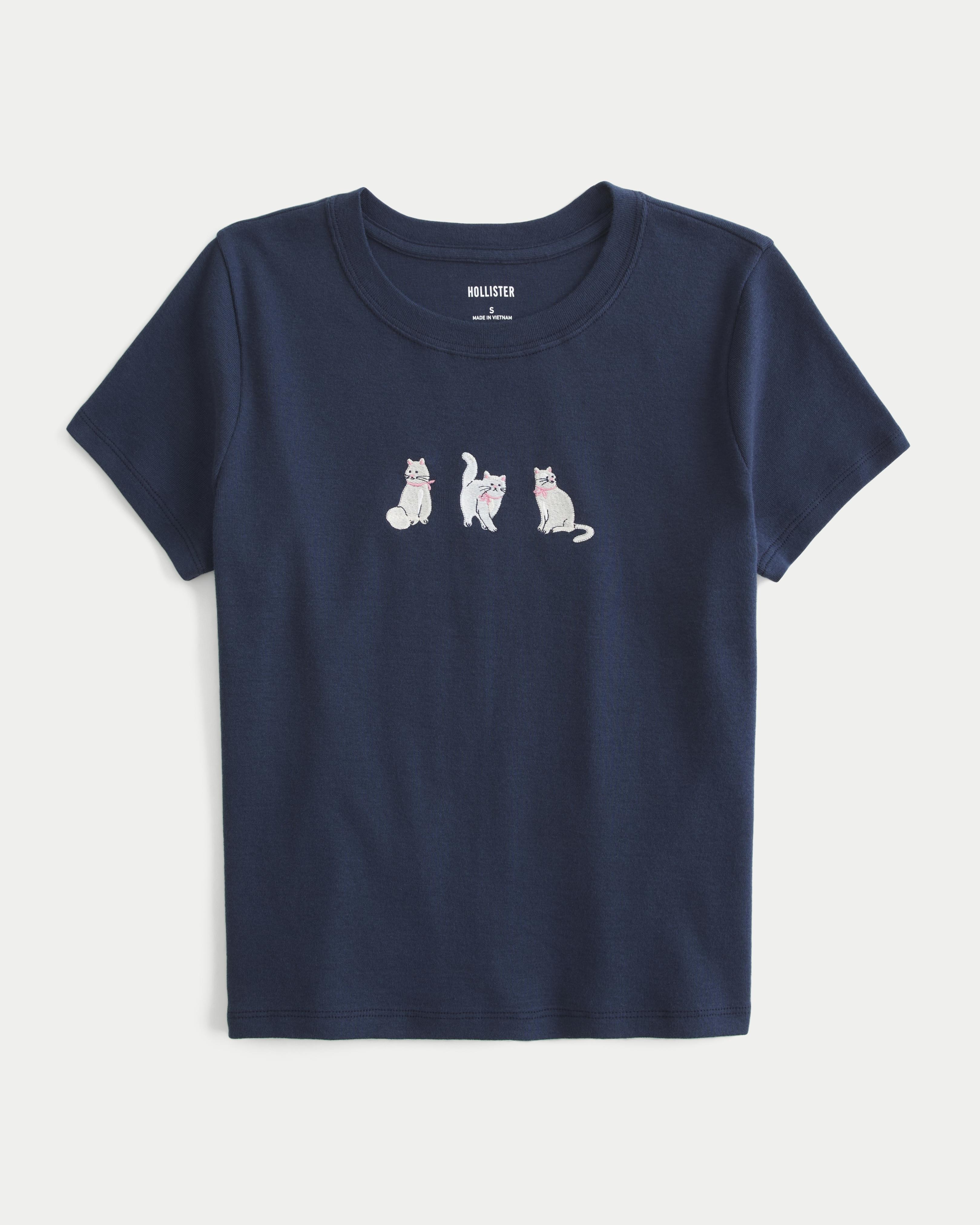Hollister Cat Graphic Baby Tee in Blue Lyst UK