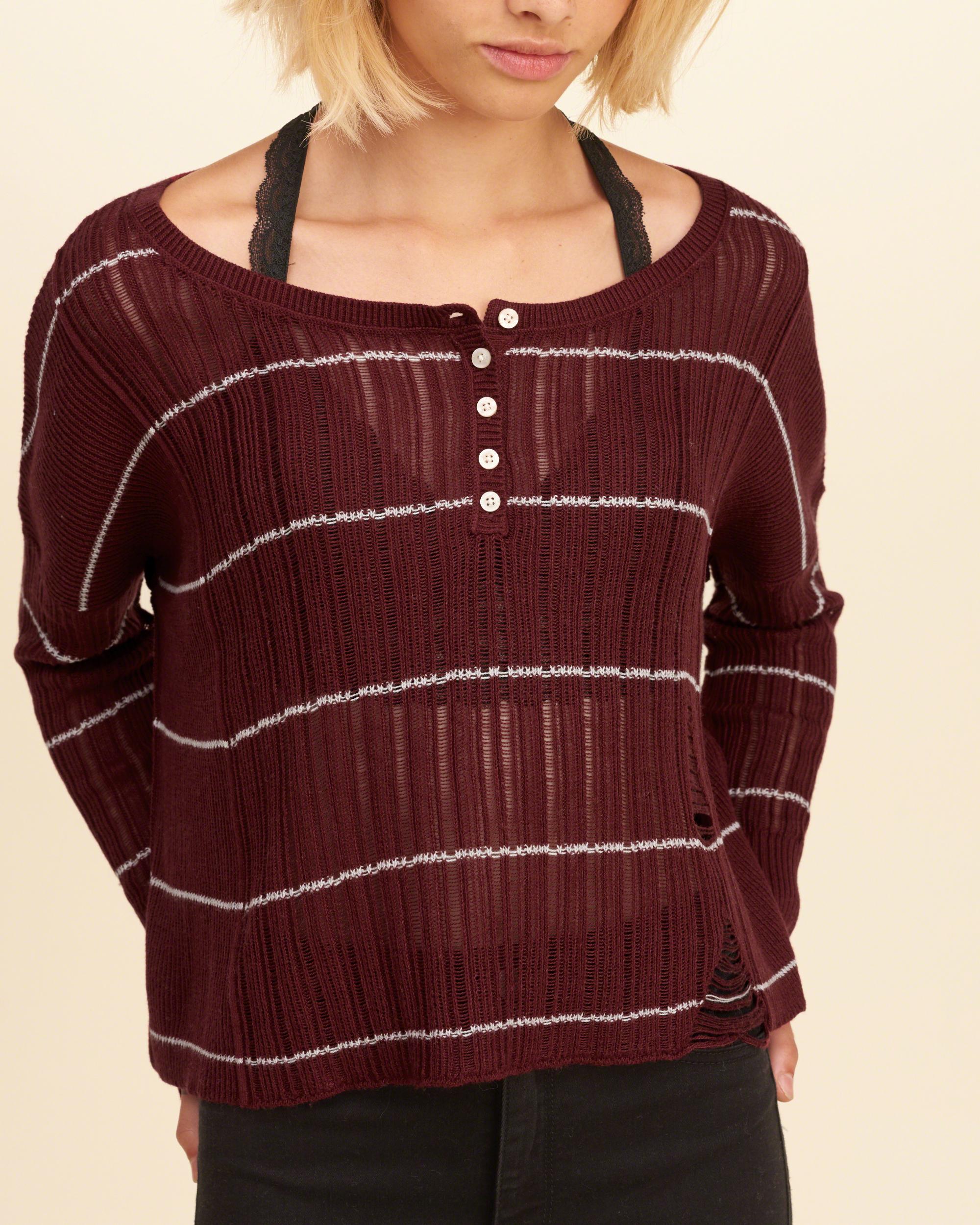 hollister oversized henley sweatshirt