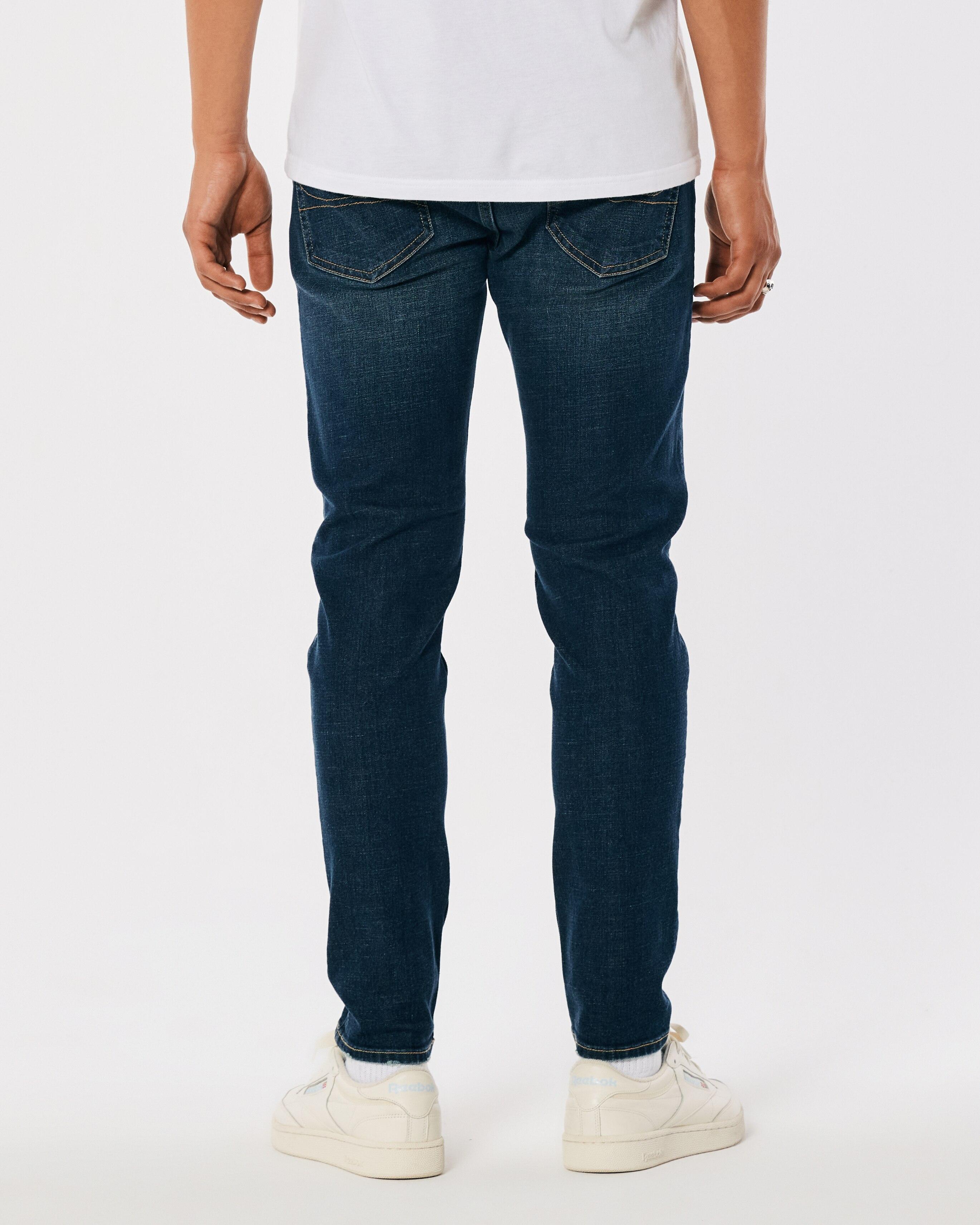 Hollister Slim Straight Jeans Stretch Indigo Dark Wash In Blue