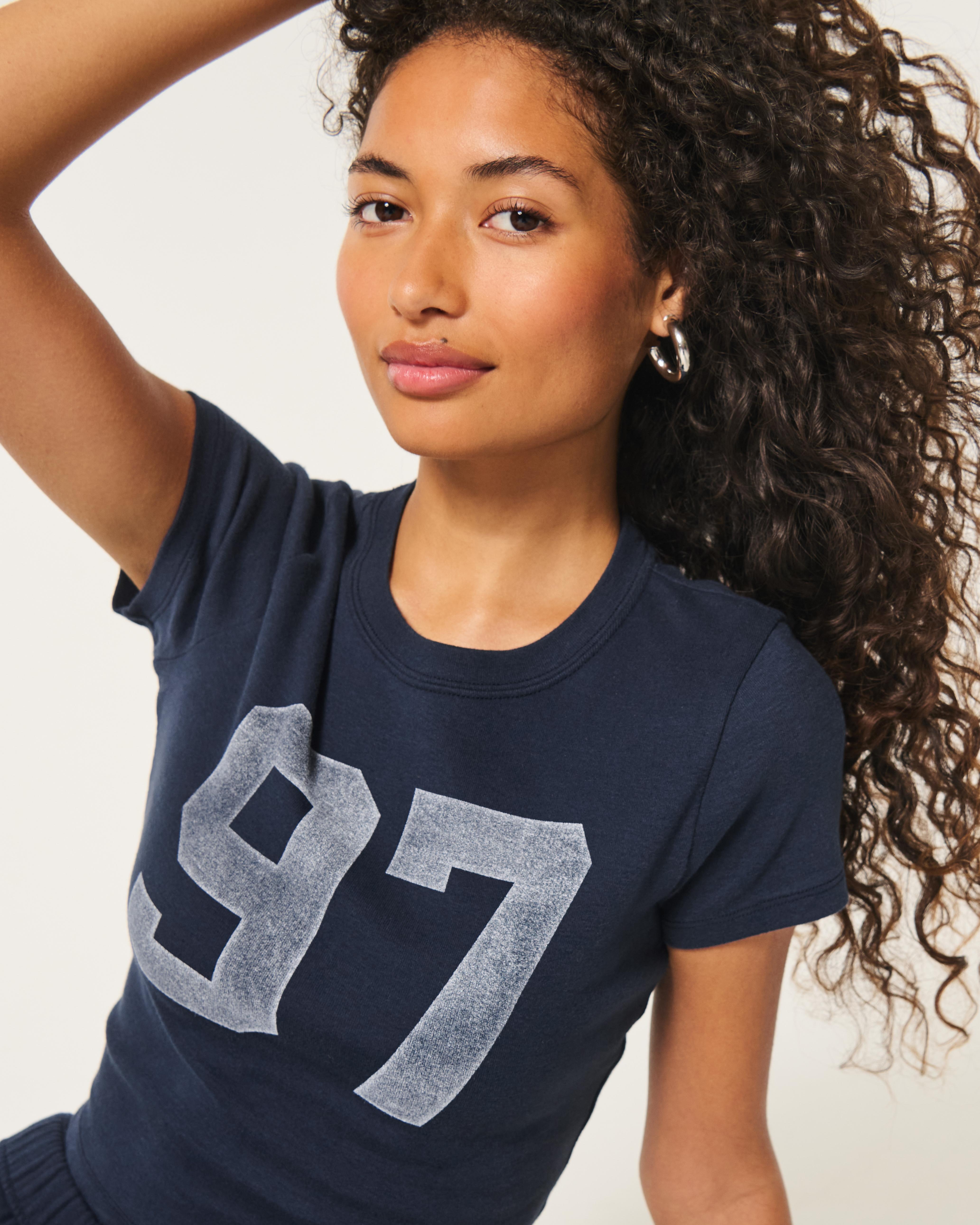 Hollister 97 Graphic Baby Tee in Blue Lyst UK