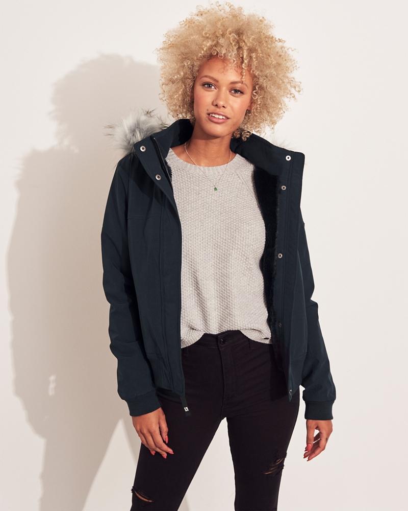 cozy lined bomber jacket