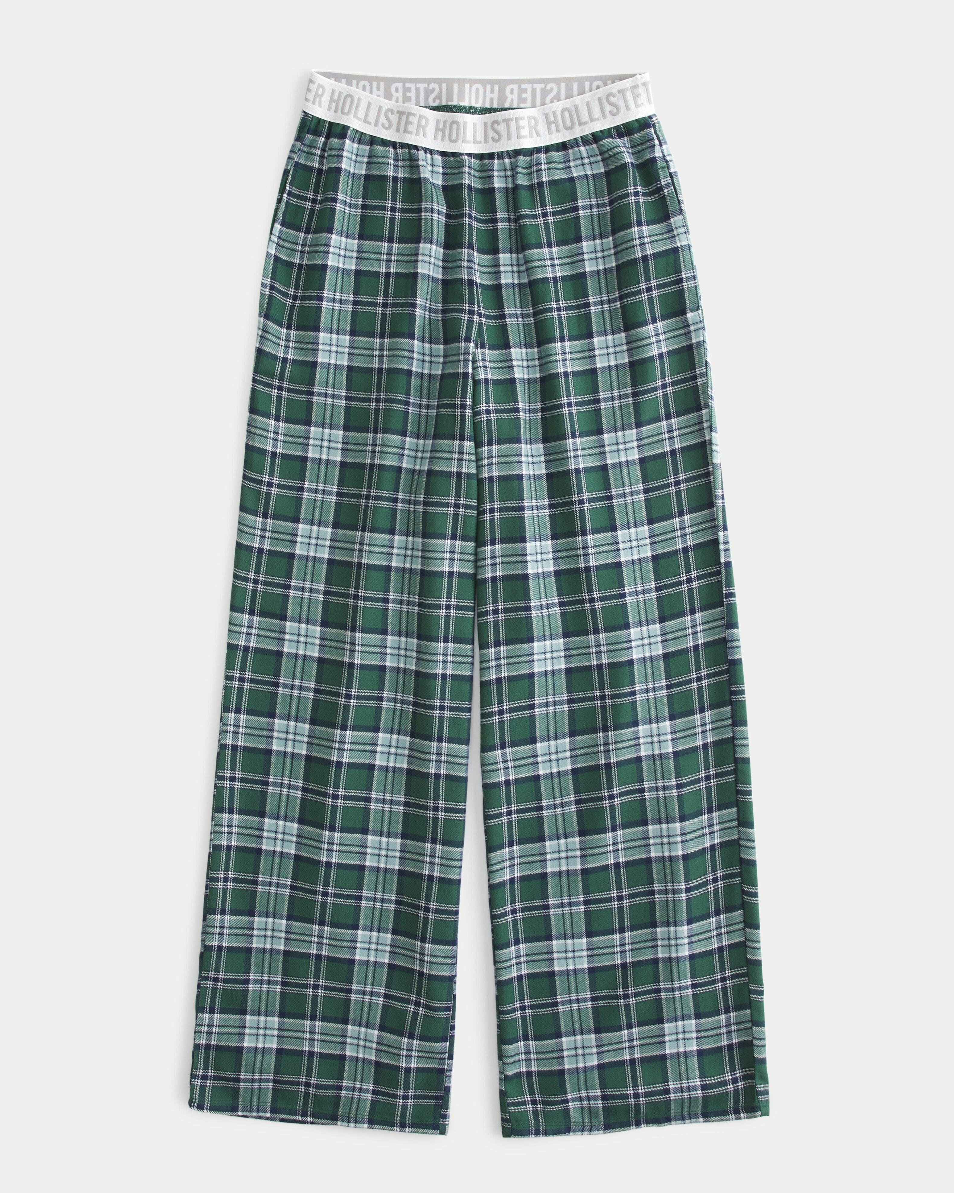 Hollister green plaid pants discount
