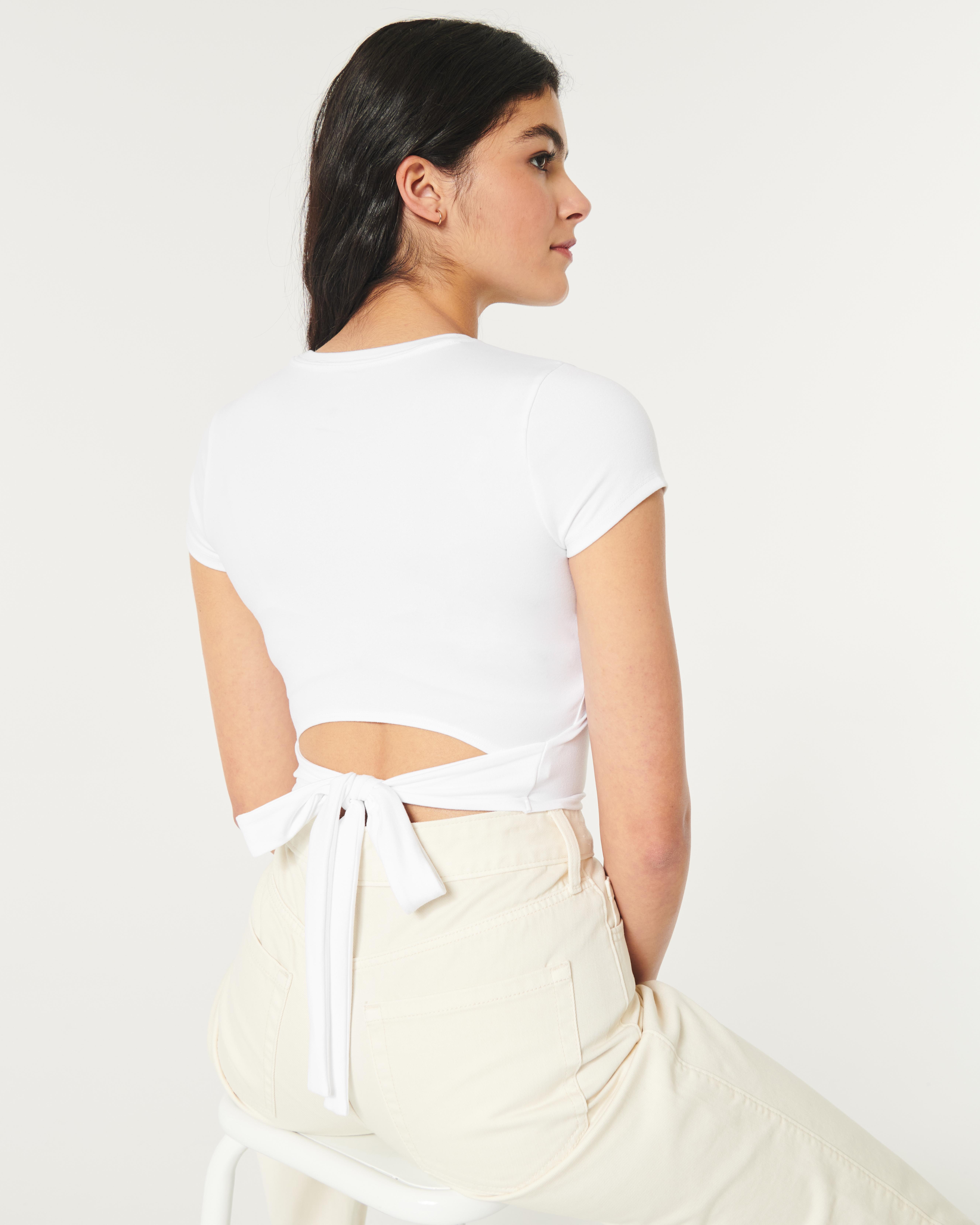 Hollister Seamless Fabric Tie back T shirt in White Lyst UK