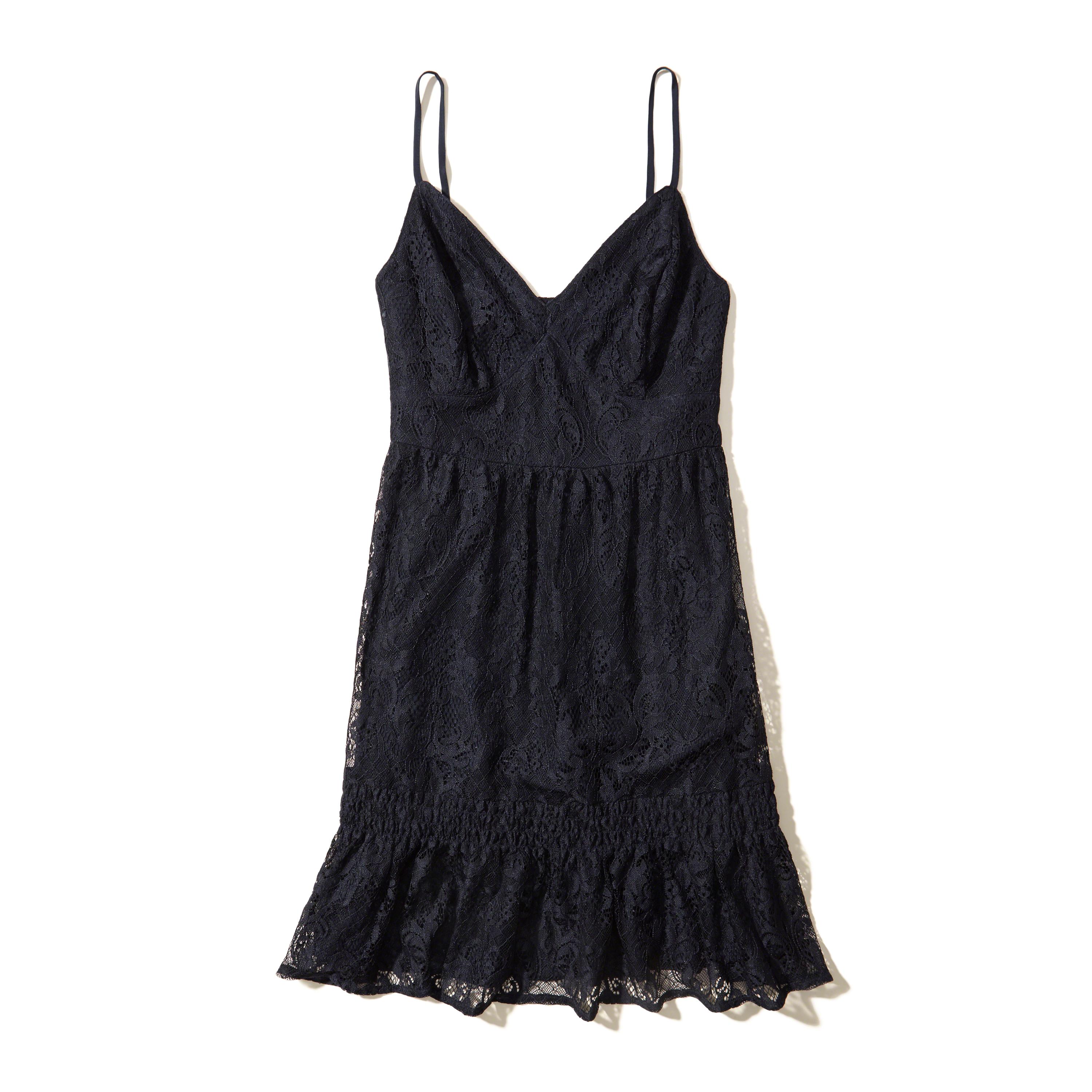 Hollister Ruffle Hem Lace Dress in Navy (Blue) Lyst