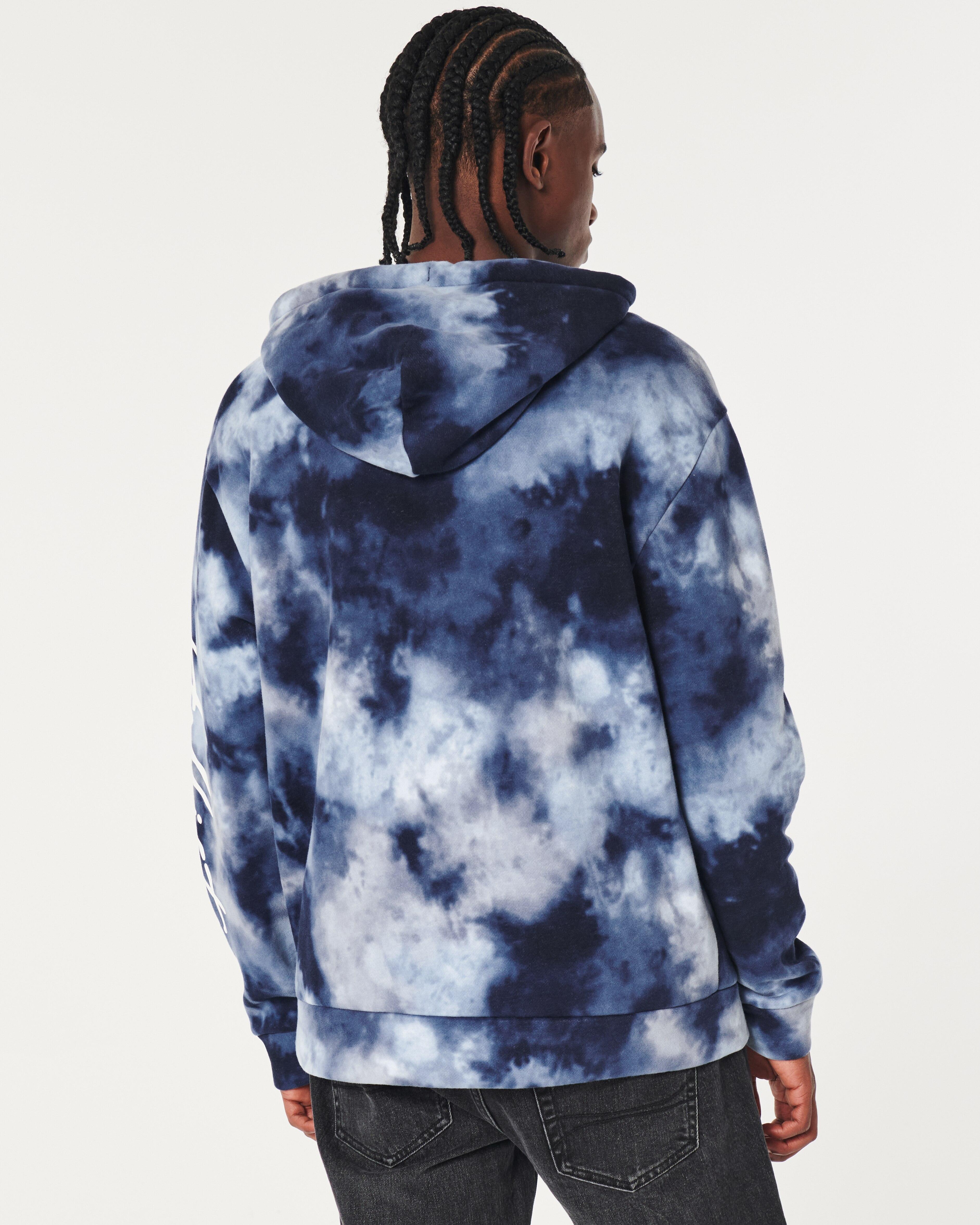 Hollister Dip-Dye Icon Hoodie ($50) ❤ liked on Polyvore featuring men's  fashion, men's clothing, men's hoodies, blue, mens blu…