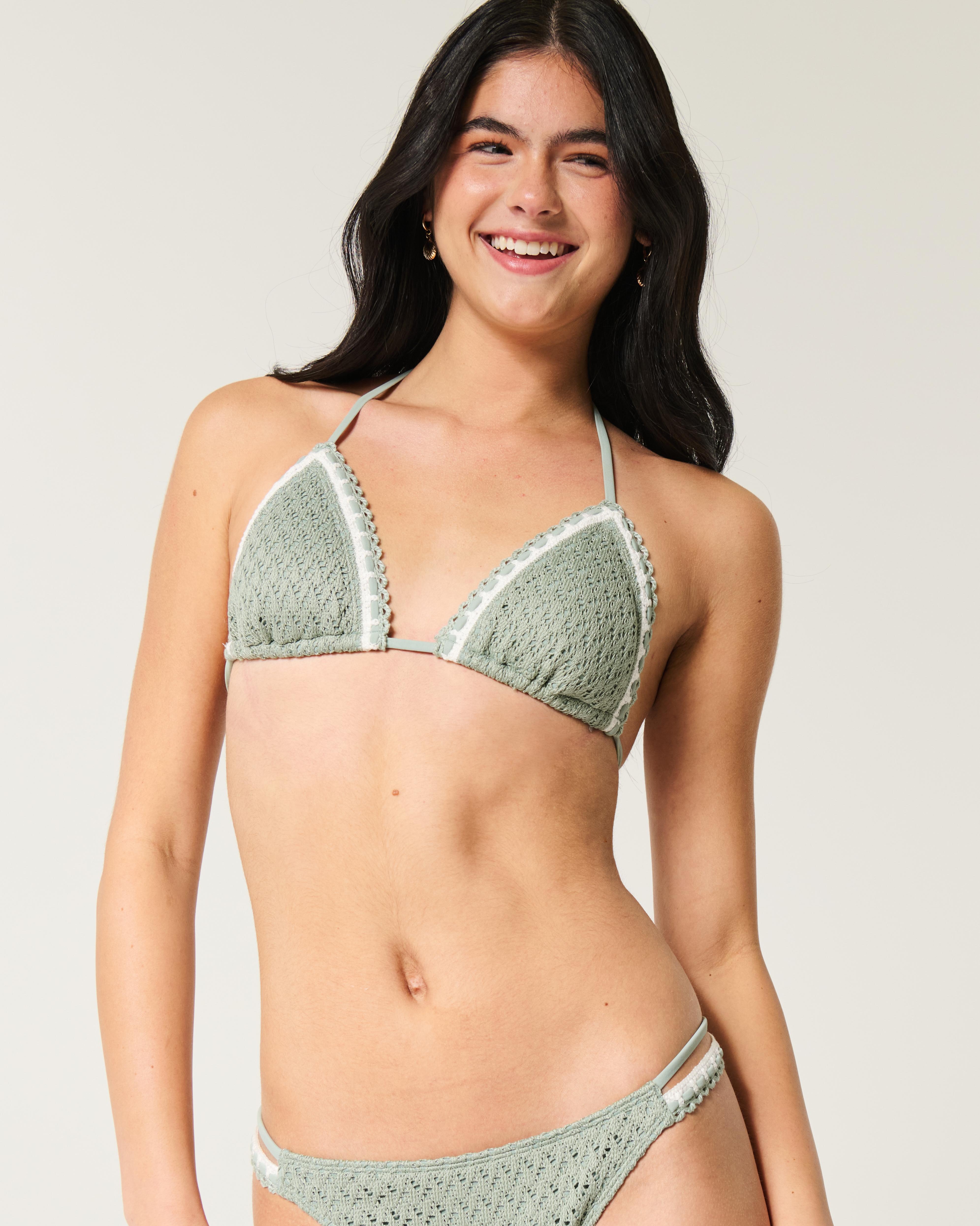 Hollister Crochet-style Mixed Triangle Bikini Top in Green Lyst UK