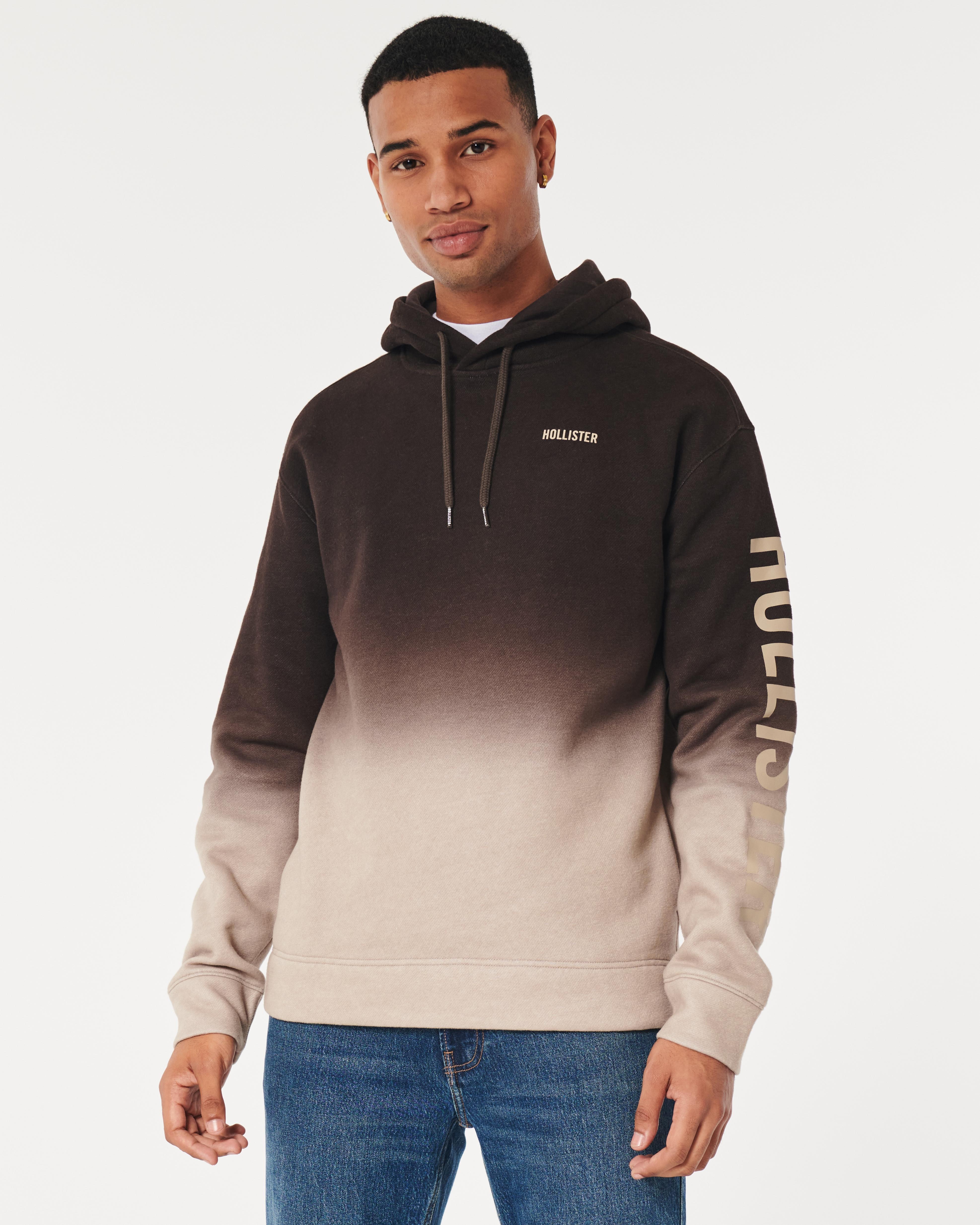 Hollister Ombre Logo Graphic Hoodie in Brown for Men