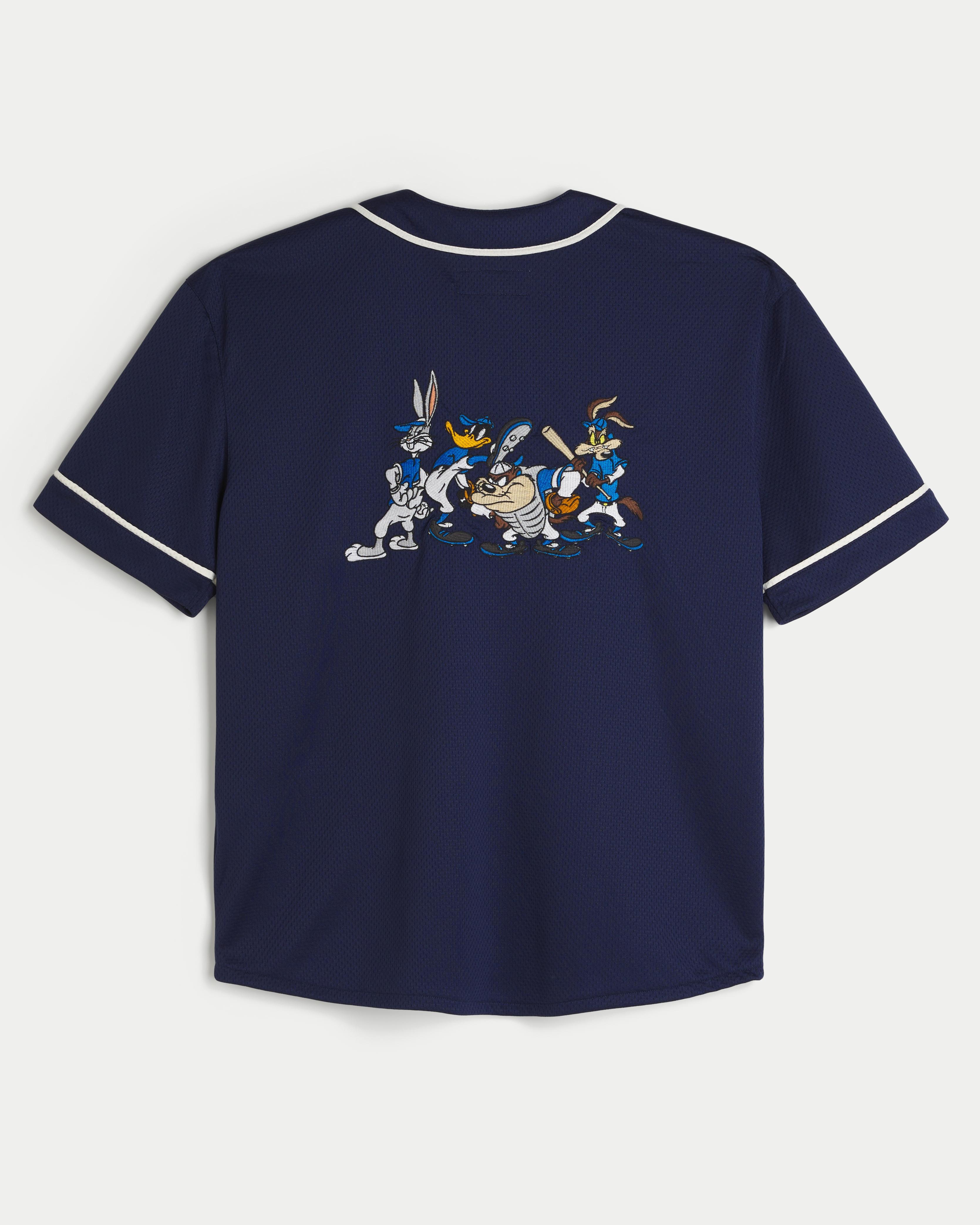 Maillot De Baseball Looney Tunes – Bugs Bunny & Elmer – Bleu, Taille M