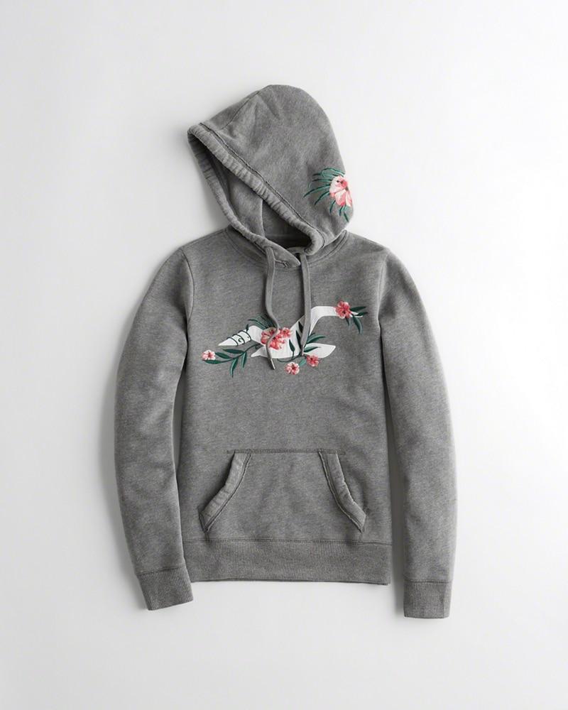hollister rose embroidered hoodie