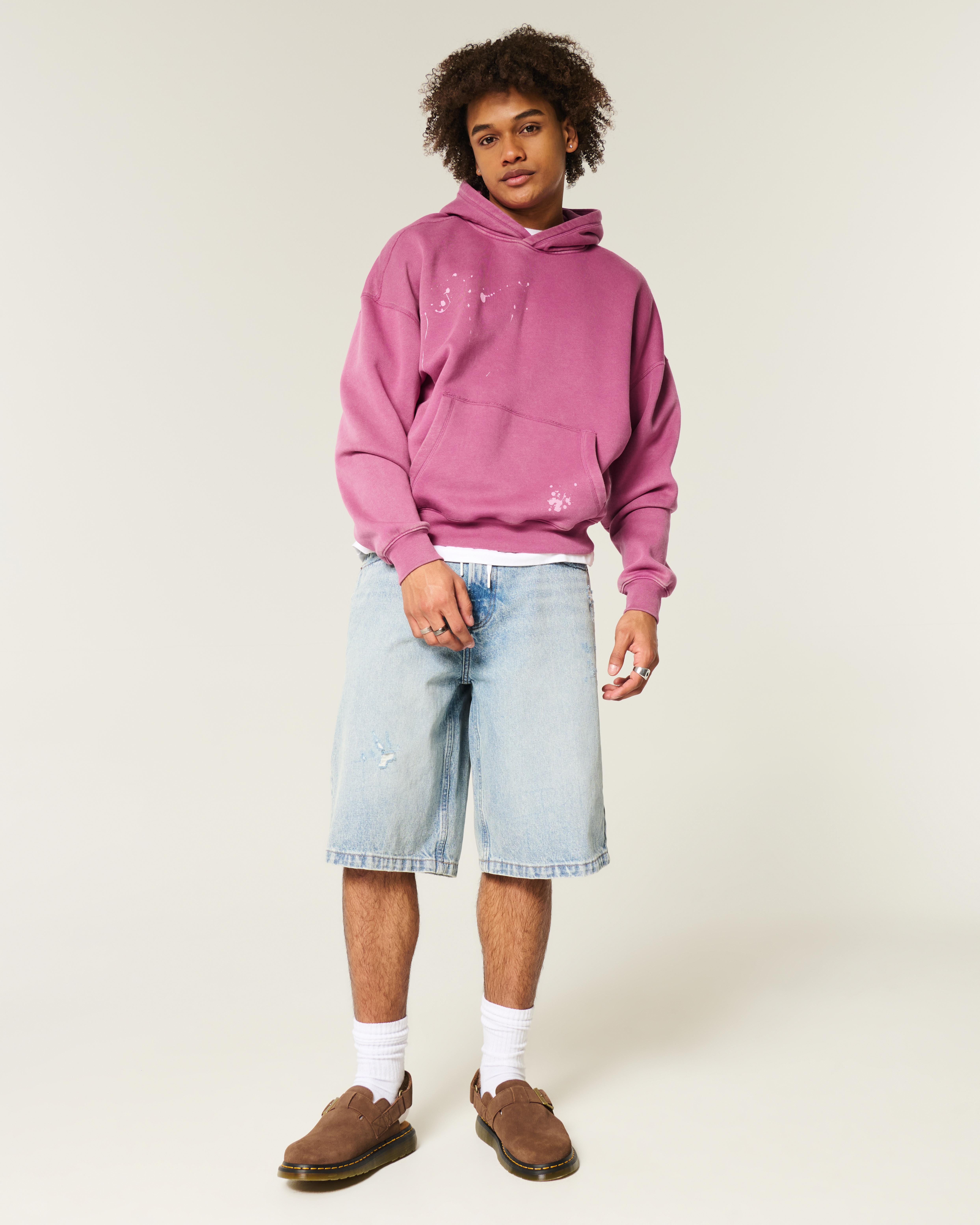 Hollister Baggy Cinch Paint Splatter Hoodie in Pink for Men | Lyst UK