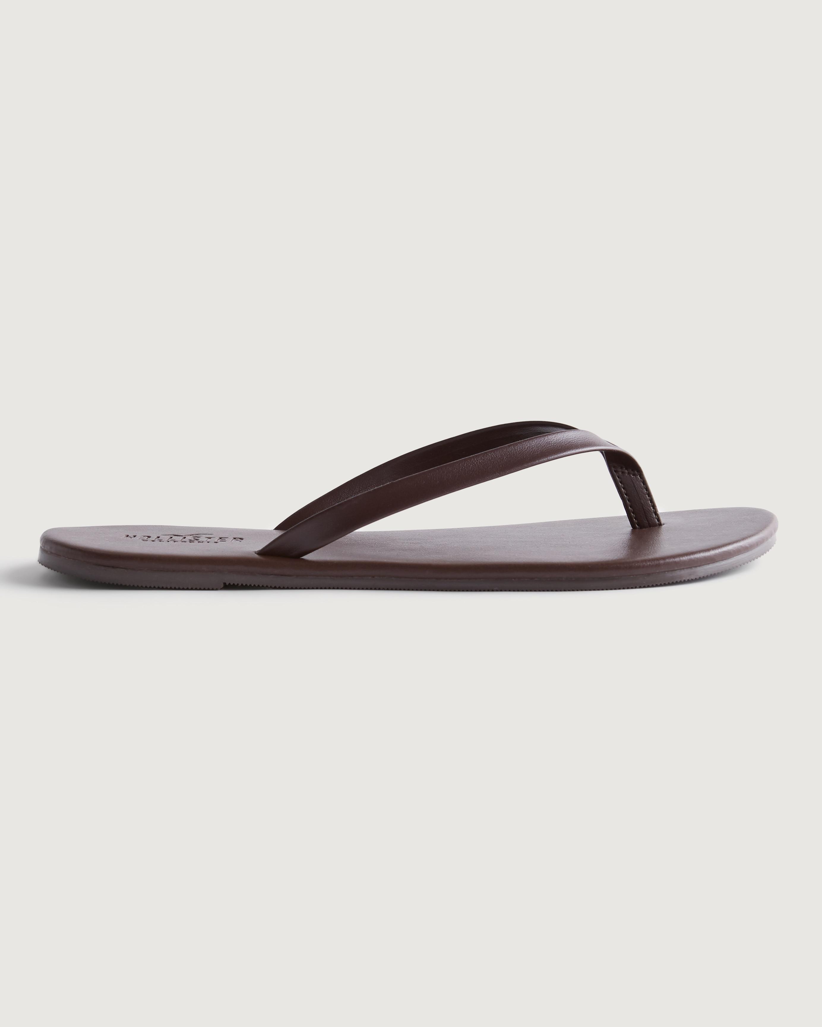 Hollister Vegan Leather Flip-flops in Brown | Lyst UK