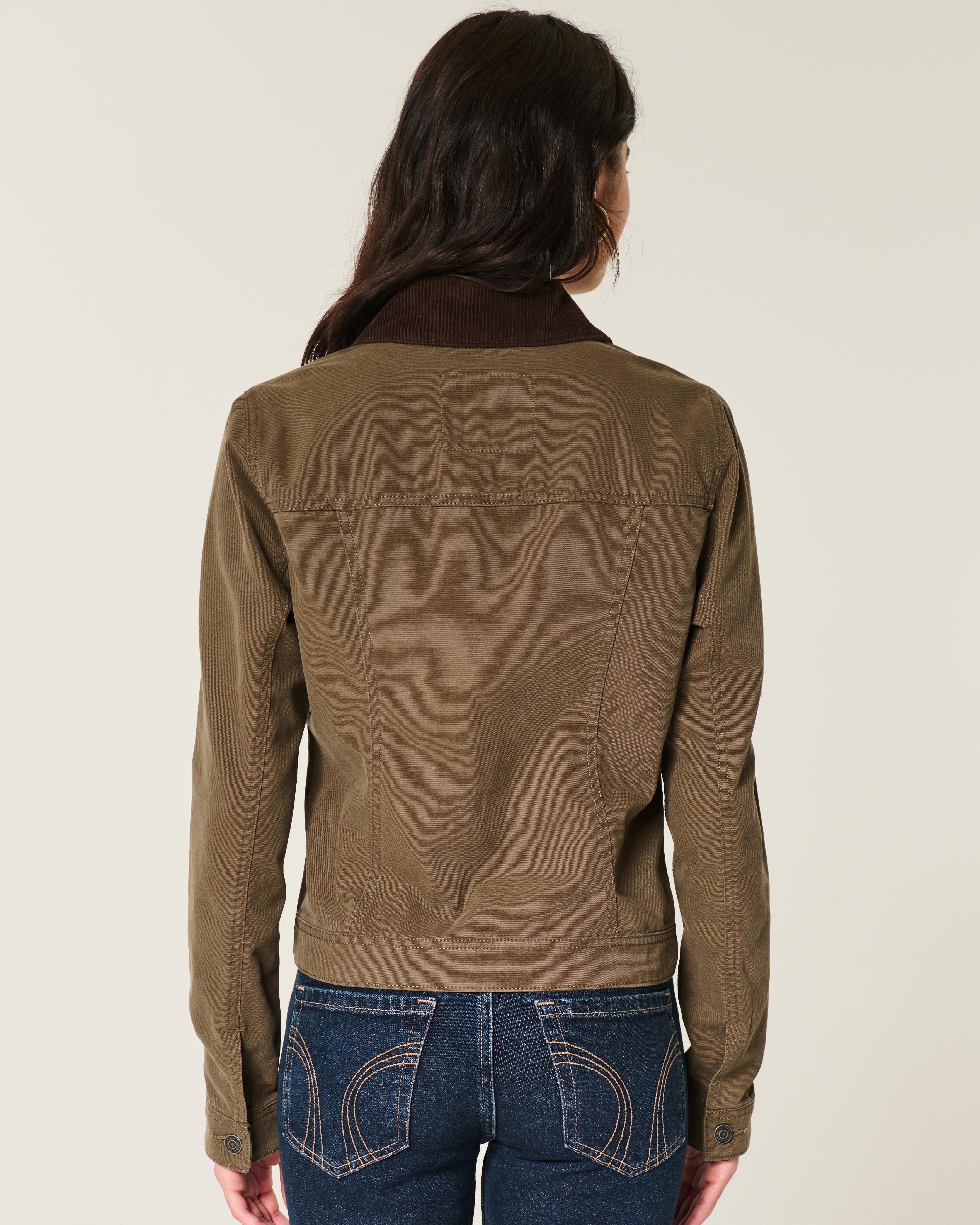 Hollister Twill Zip-up Jacket in Green | Lyst UK