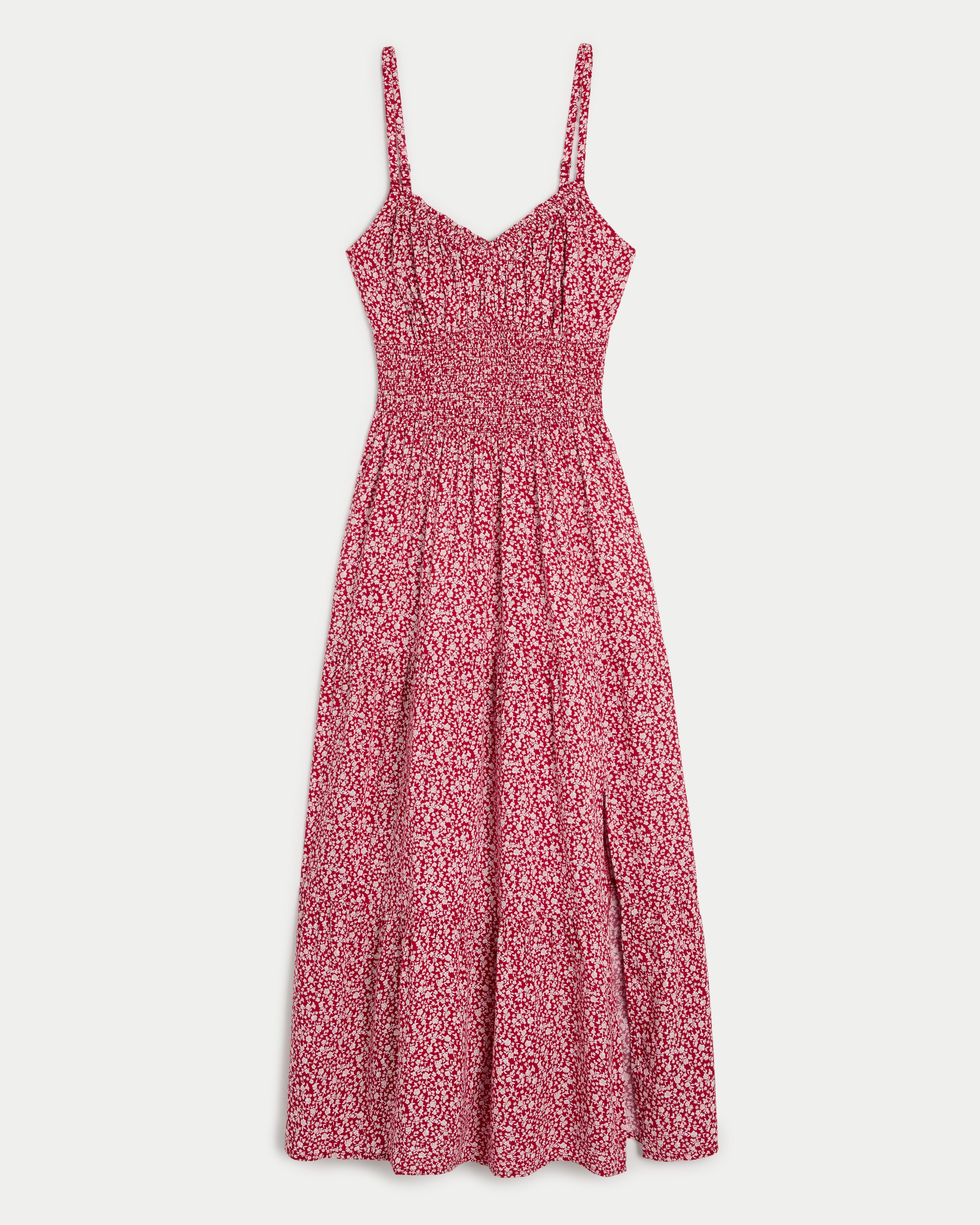 Hollister Smocked Waist Crisscross Back Midi Dress in Pink Lyst UK
