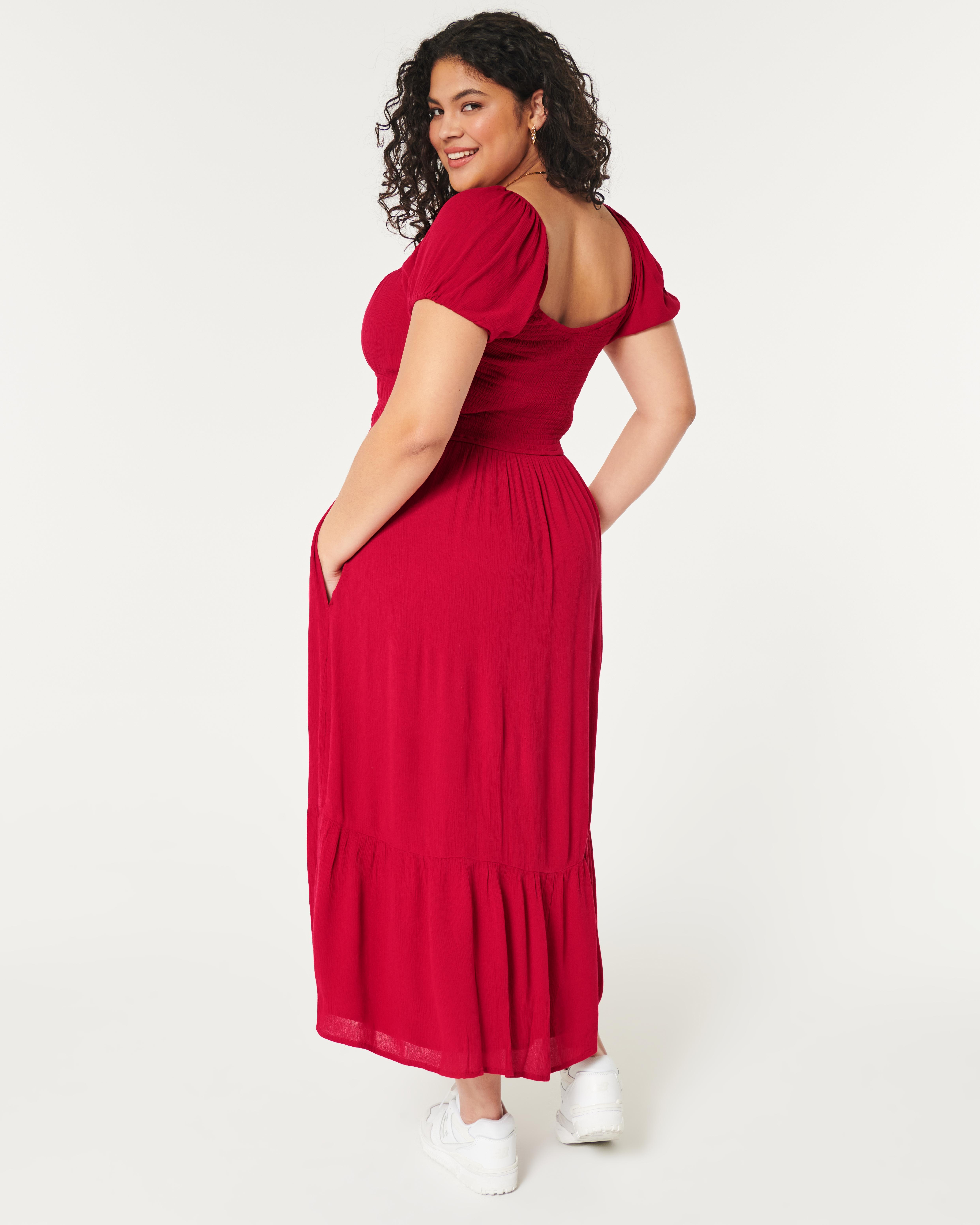 hollister red maxi dress Hollister Co. On/Off-the-Shoulder Drop-Waist Dress - Day dress - ribbon red/ red