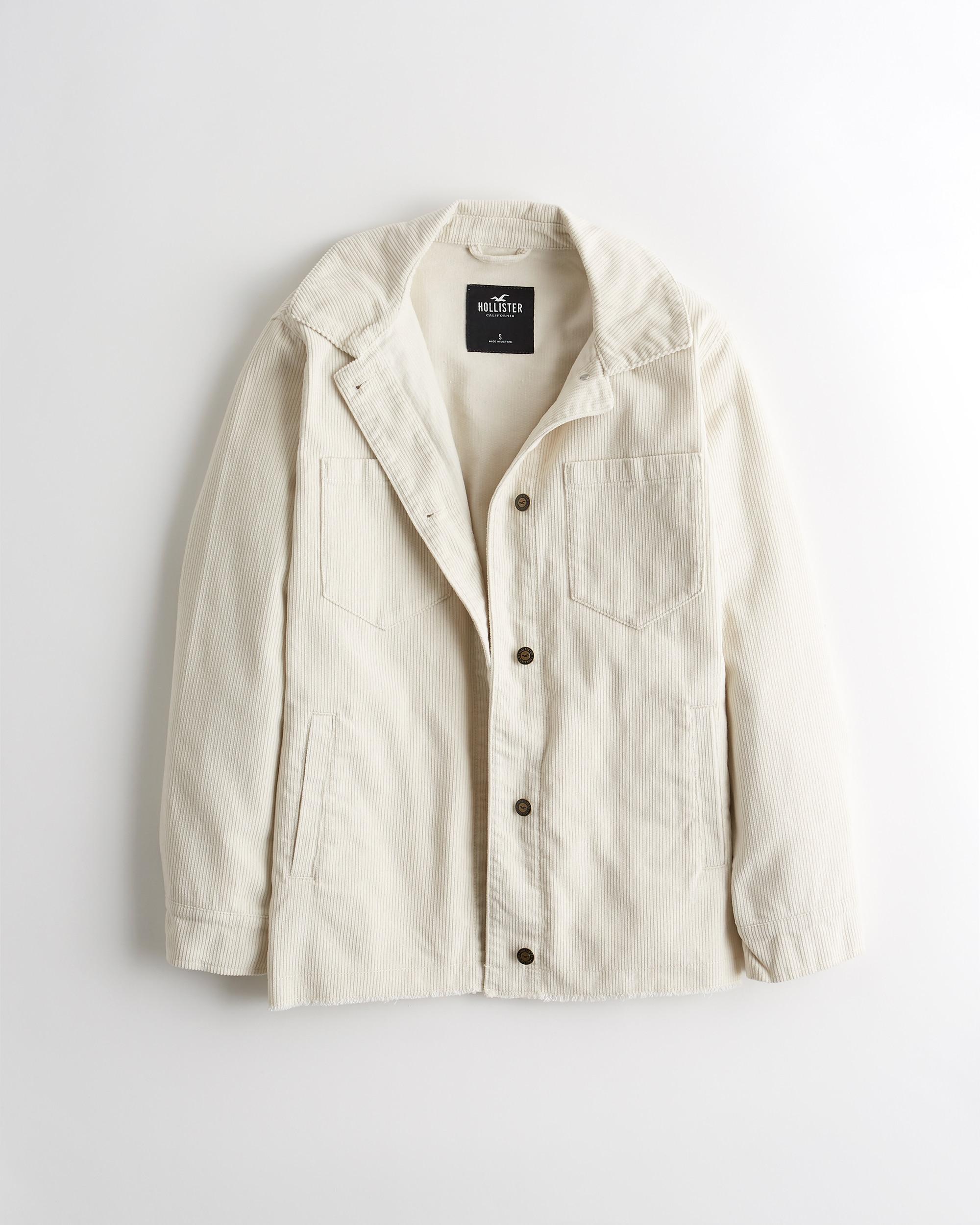 Hollister Oversized Corduroy Shirt Jacket in Natural | Lyst UK