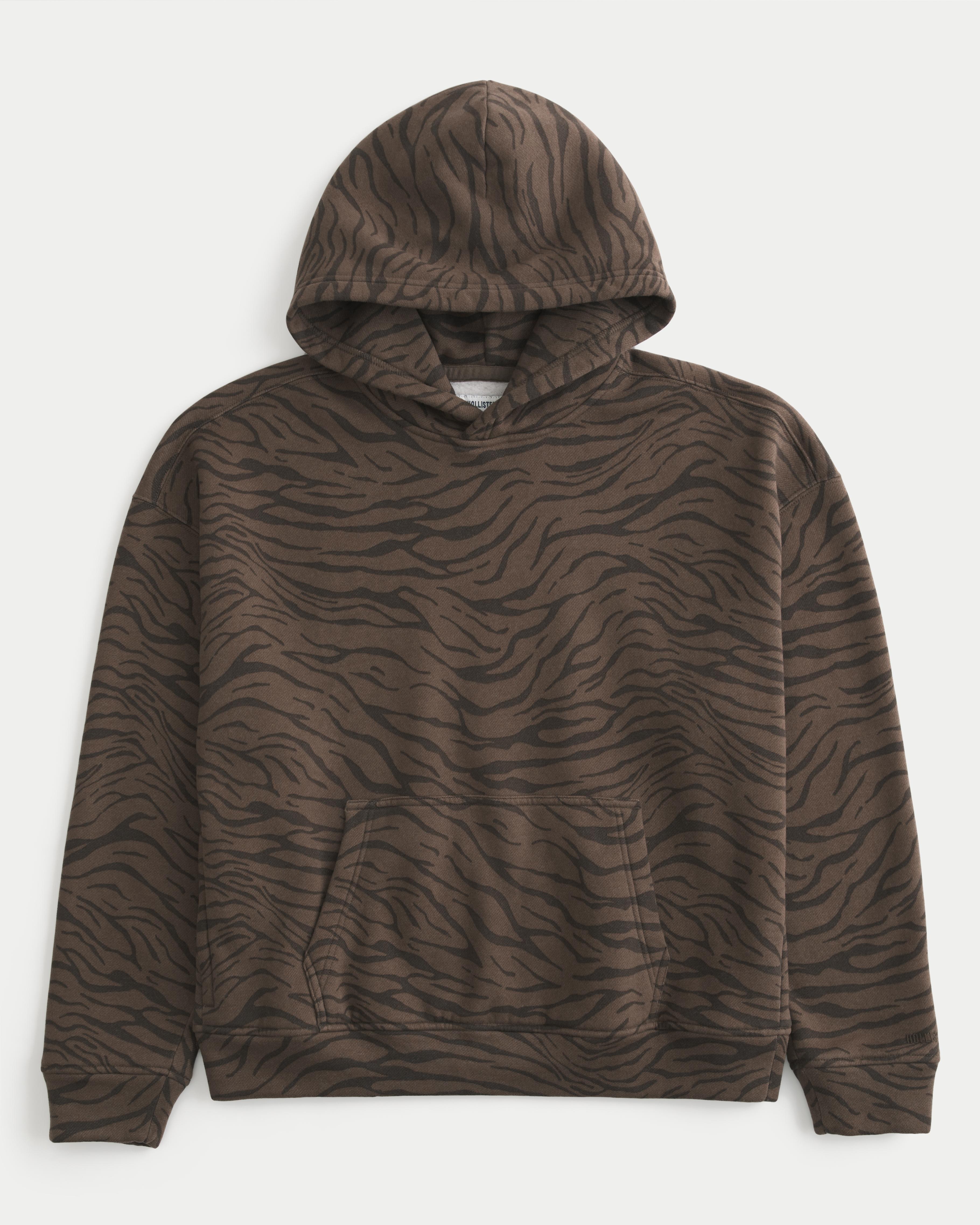 Hollister Boxy Zebra Print Hoodie in Brown for Men Lyst UK