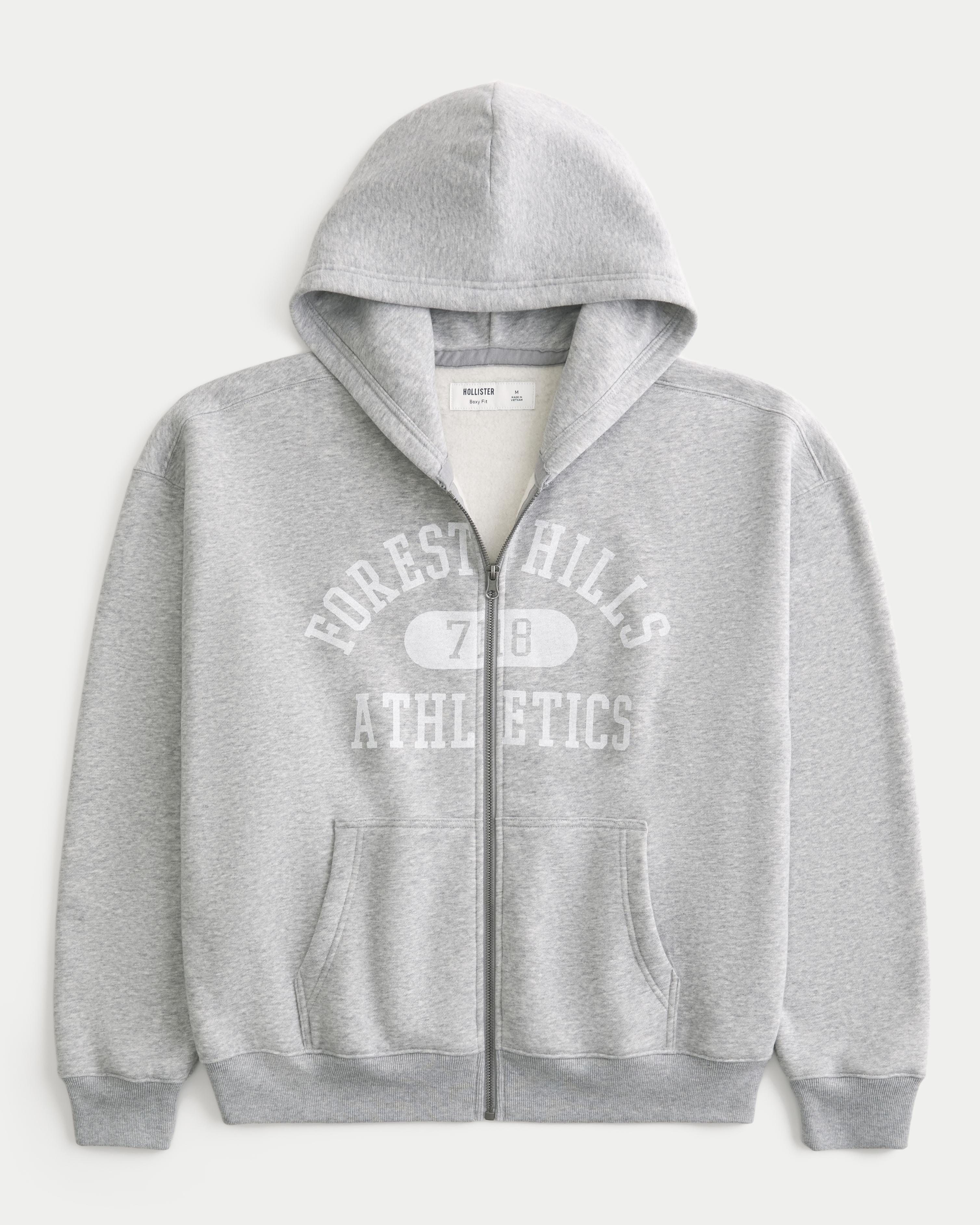 Forest spring park hood zip-up グレー Grey Zip-Up Hoodie with Sacred Saint Graphic & Thorn Print Sleeves
