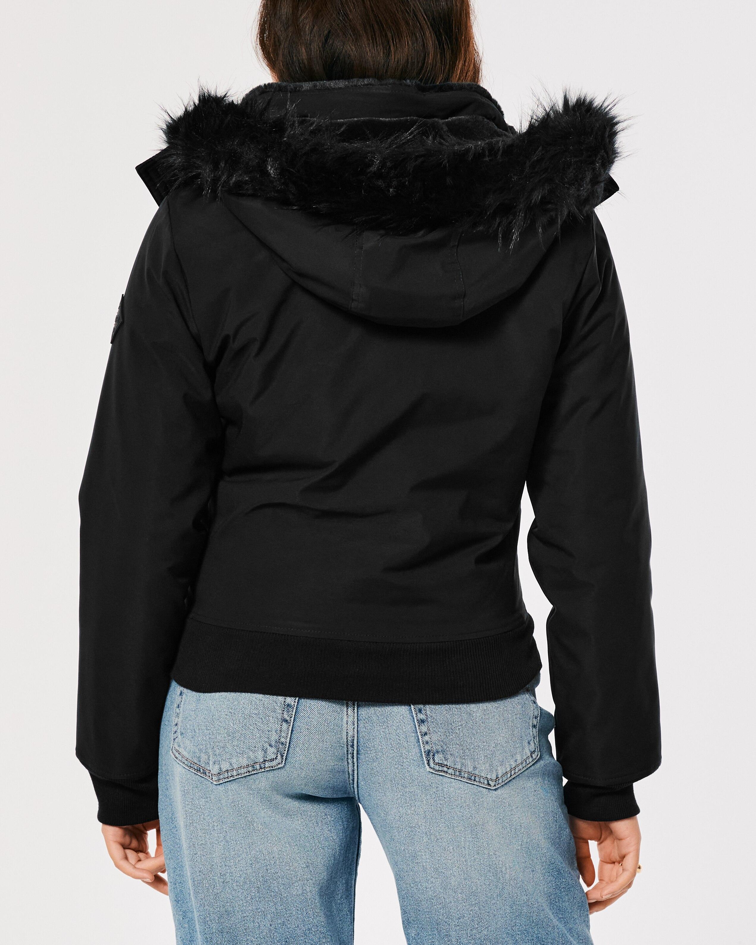 Hollister FAUX FUR-LINED ALL-WEATHER BOMBER JACKET
