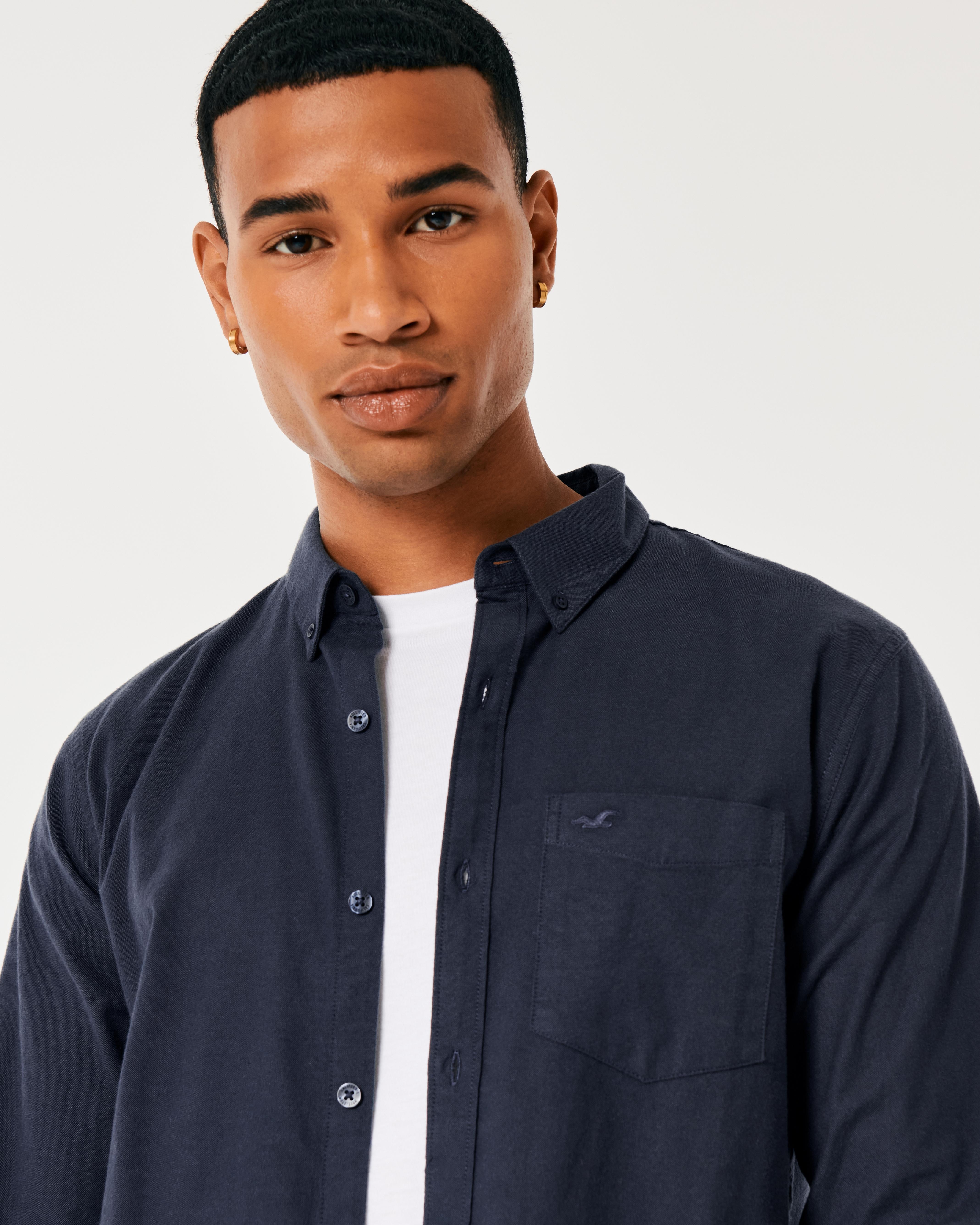 Hollister stretch oxford muscle fit clearance shirt
