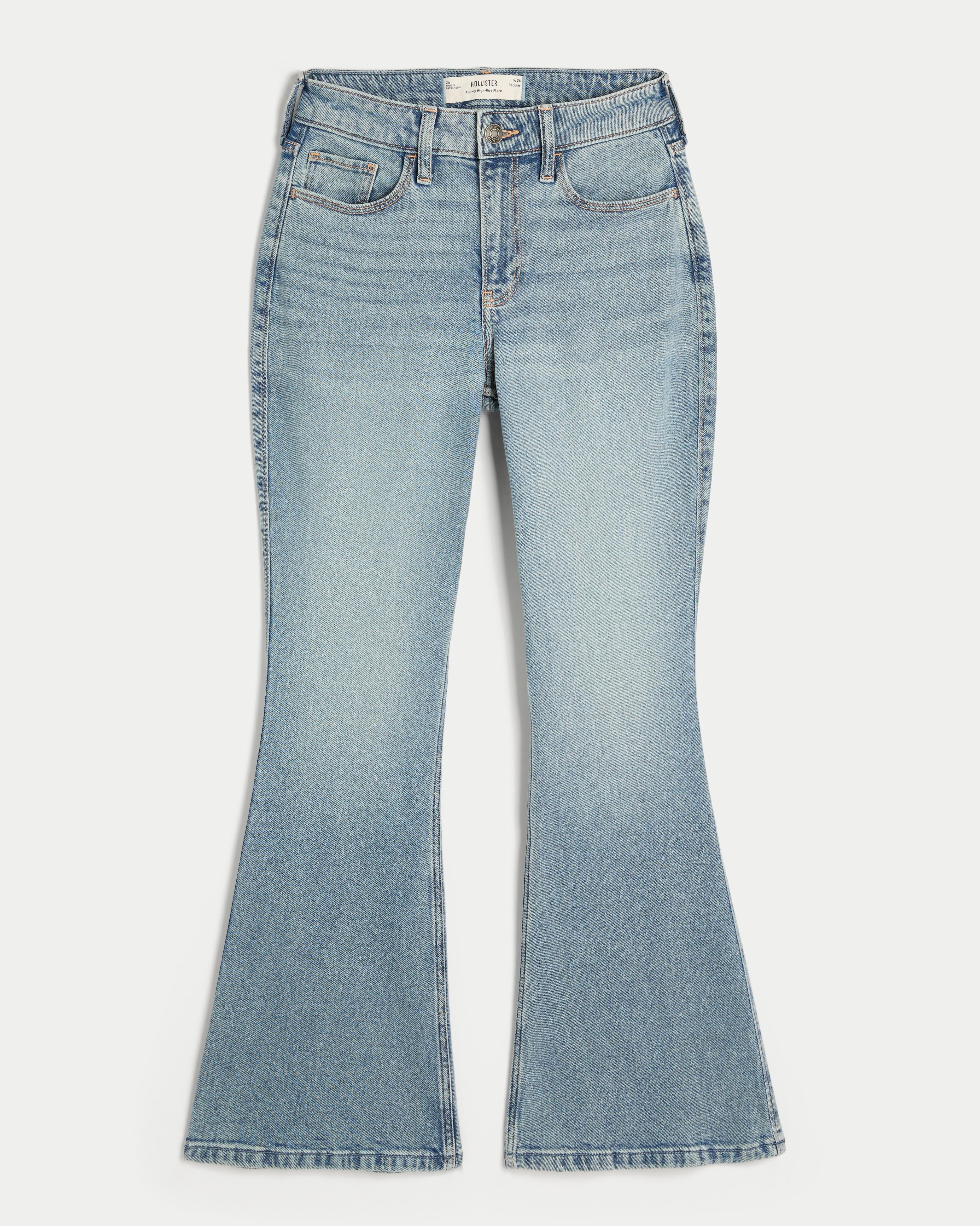 Hollister Curvy High-rise Medium Wash Flare Jeans in Blue Lyst UK