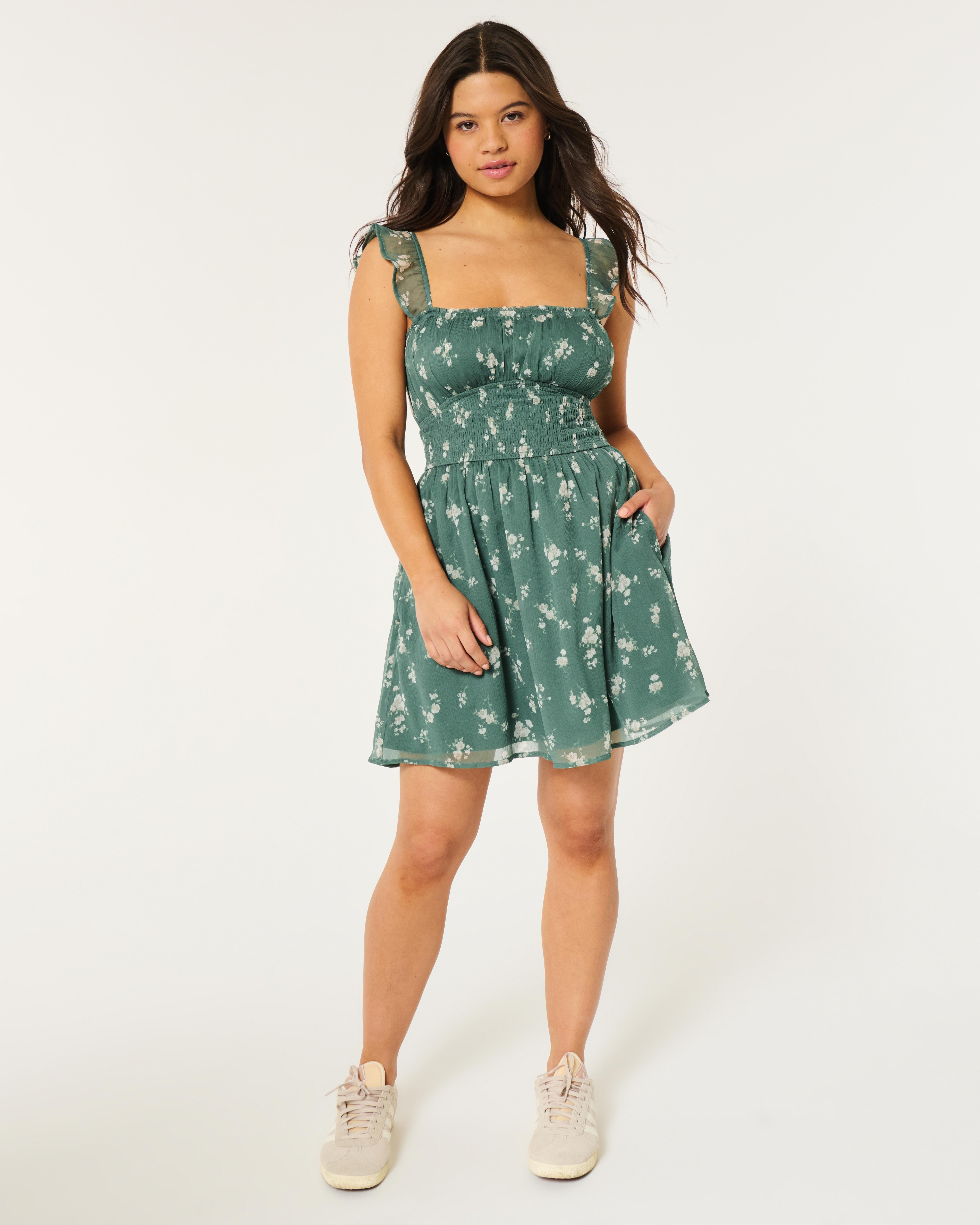 Hollister Hollister Saidie Chiffon Flutter Sleeve Mini Dress in Green | Lyst UK Hollister Hollister Saidie Chiffon Flutter Sleeve Mini Dress in Green | Lyst UK