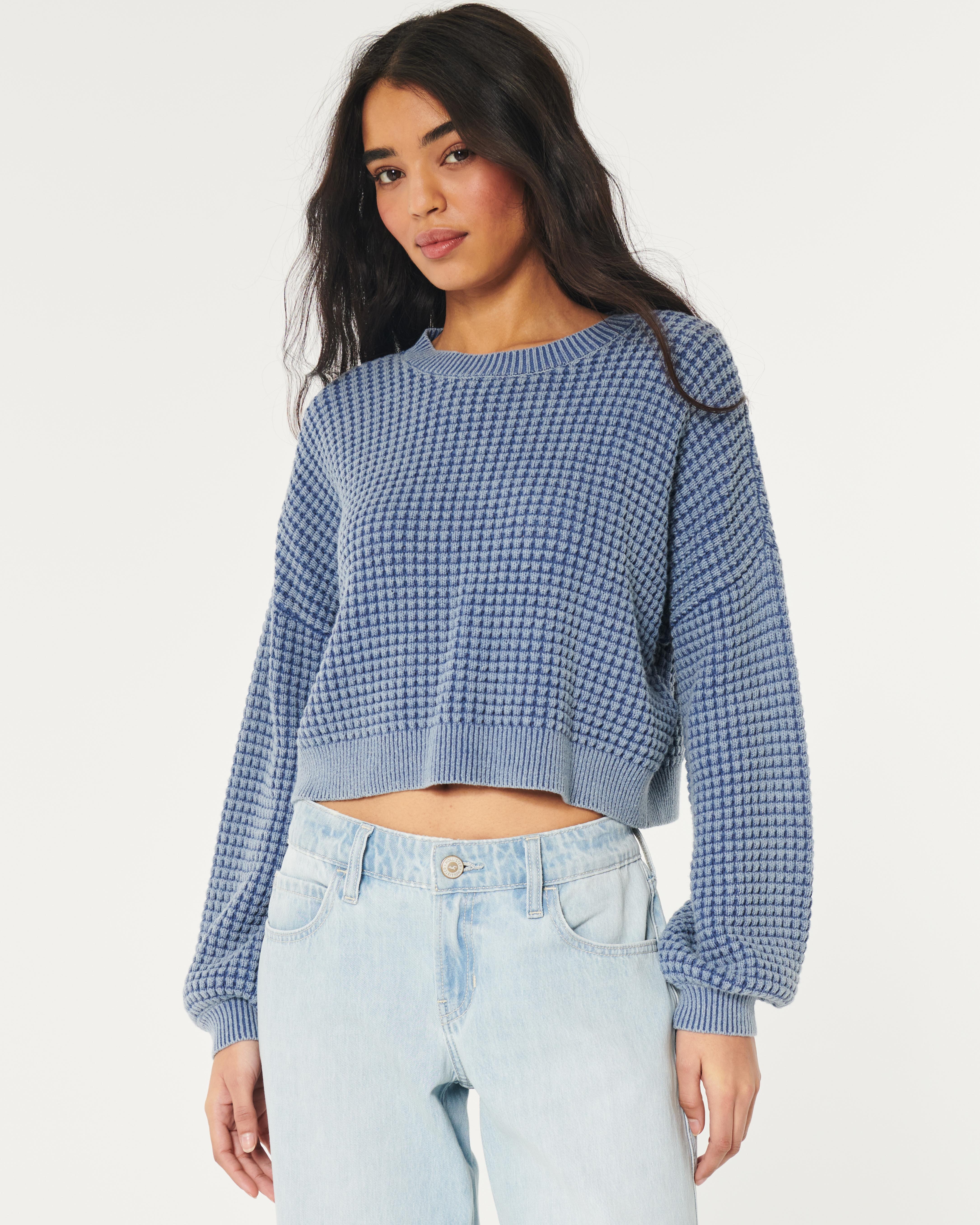 Hollister Easy Waffle Crew Sweater in Blue Lyst UK