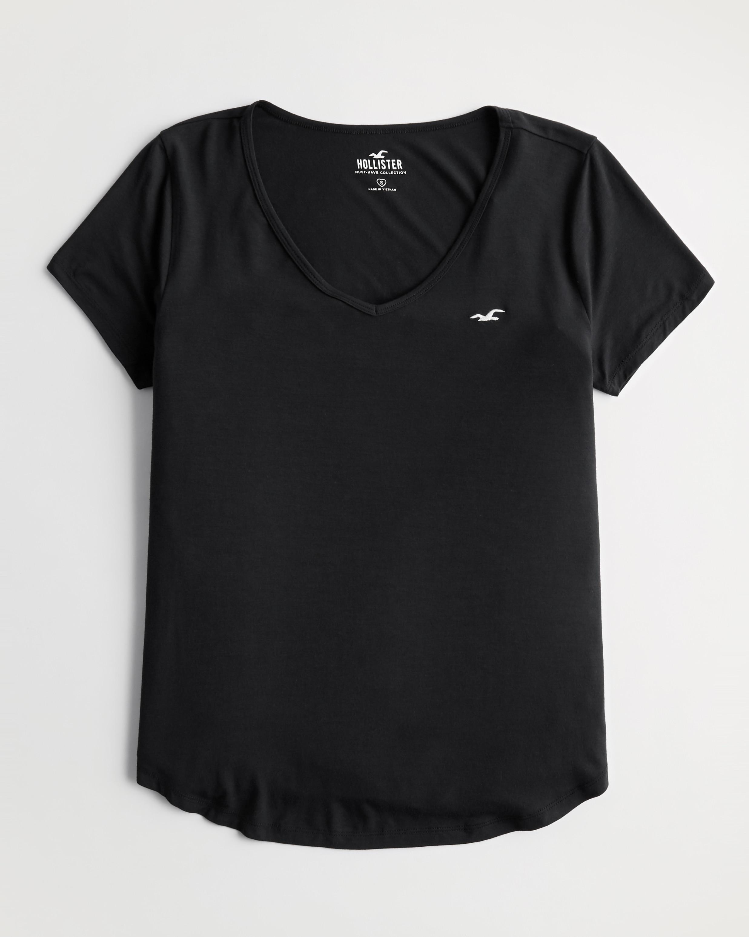 Hollister Easy Logo Icon V-neck T-shirt in Black | Lyst UK