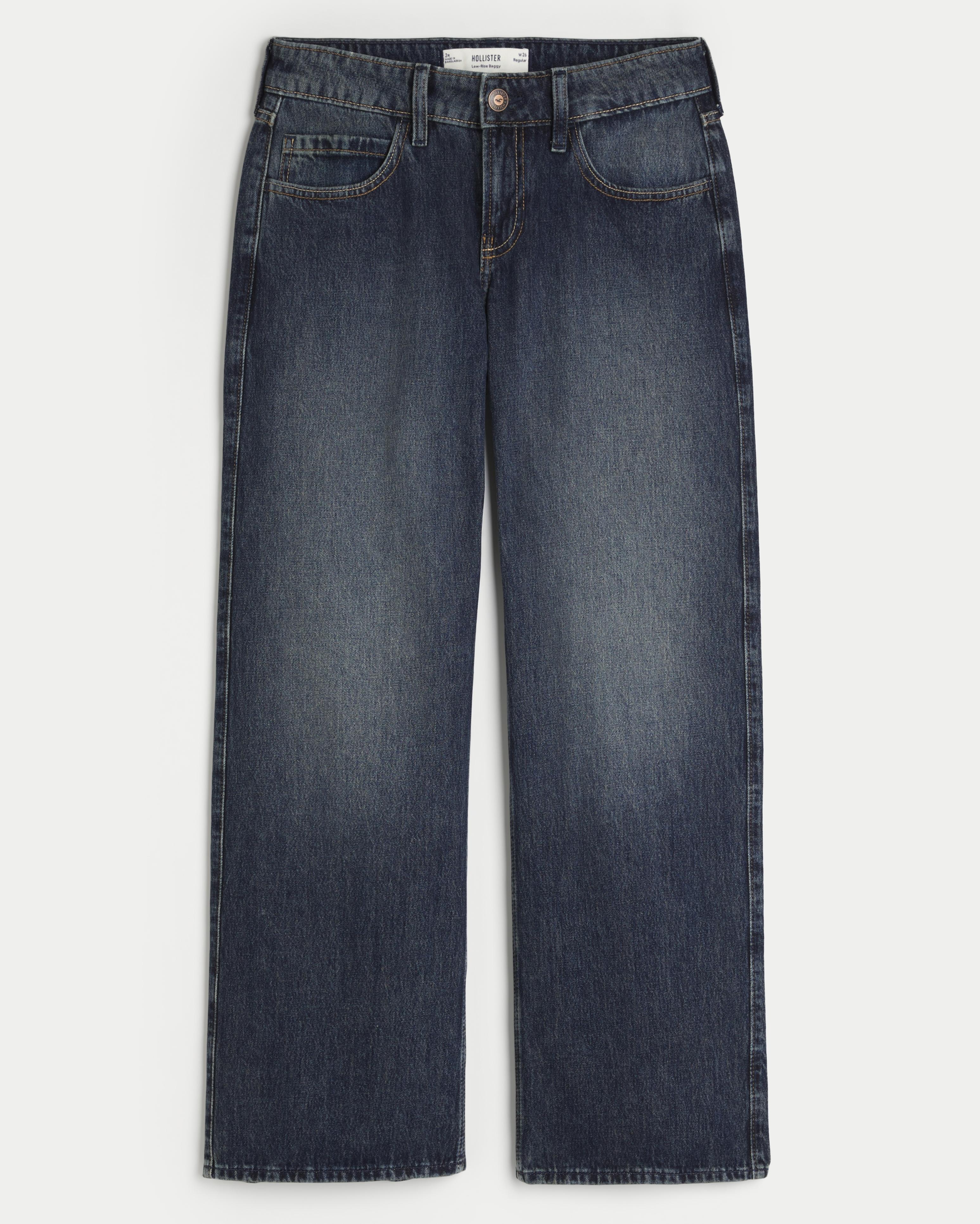 Hollister Low rise Dark Wash Baggy Jeans in Blue Lyst UK