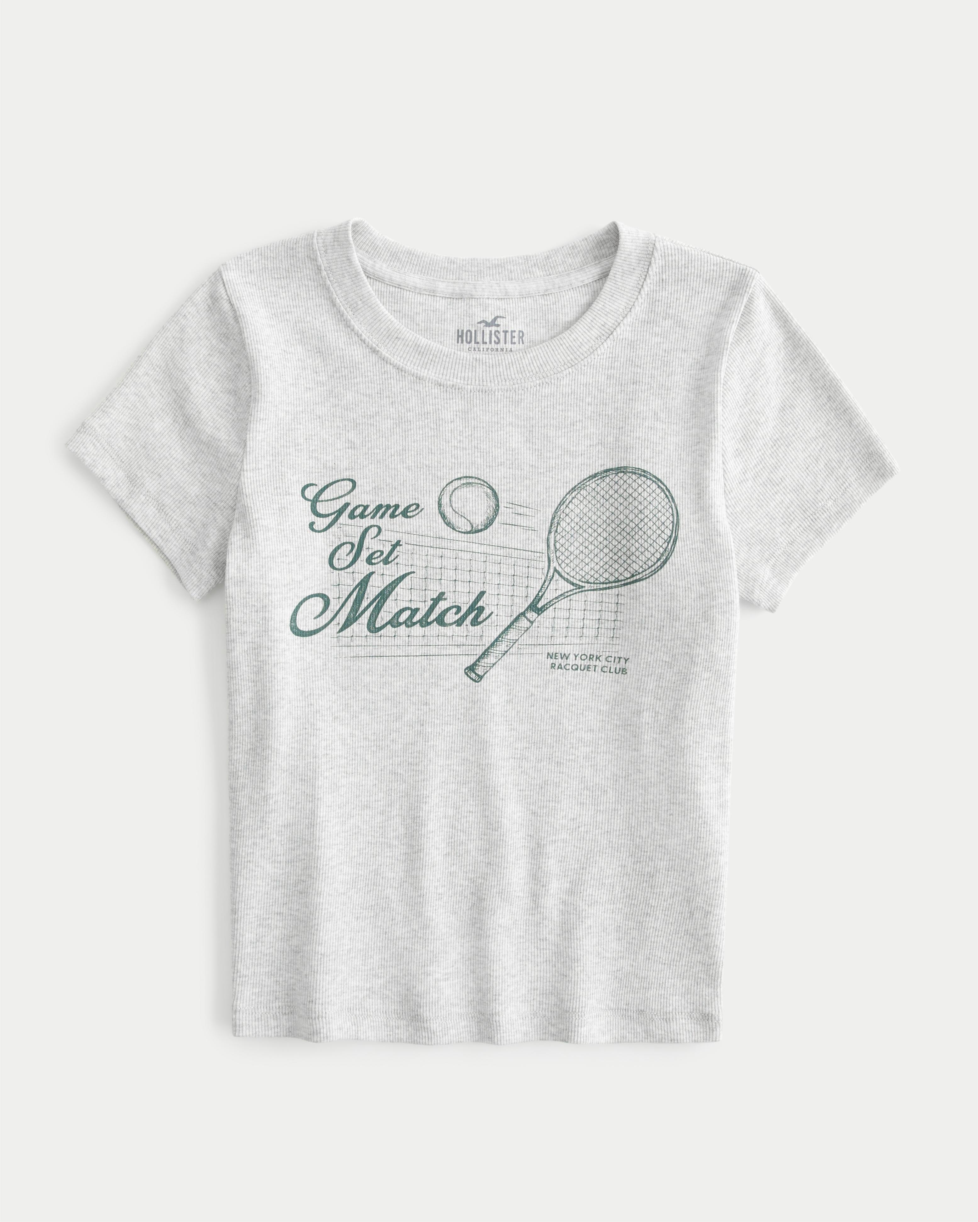 Hollister Game Set Match Tennis Graphic Ribbed Baby Tee in White | Lyst UK