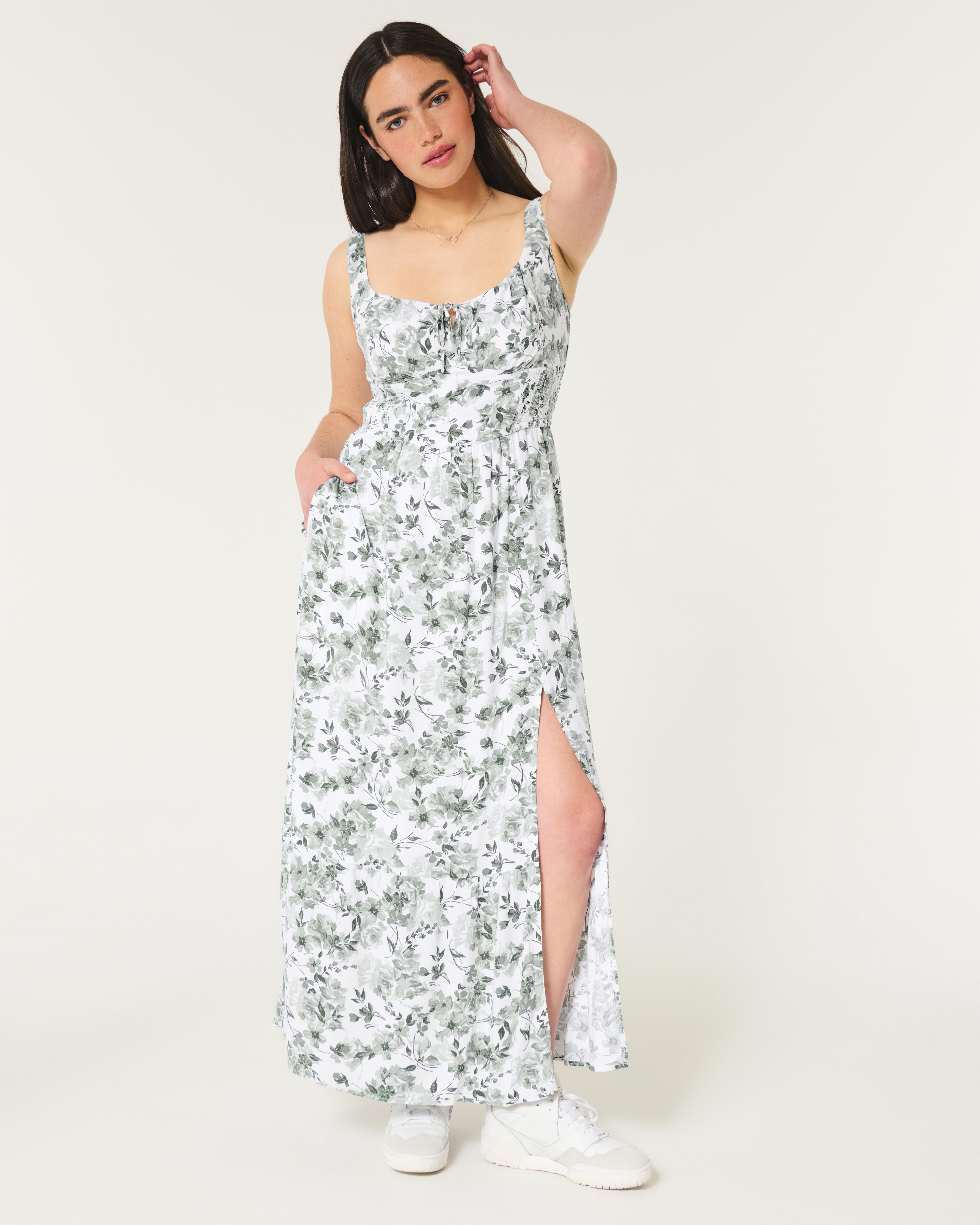 Hollister Hollister Sofia Side-smocked Maxi Dress in White | Lyst UK