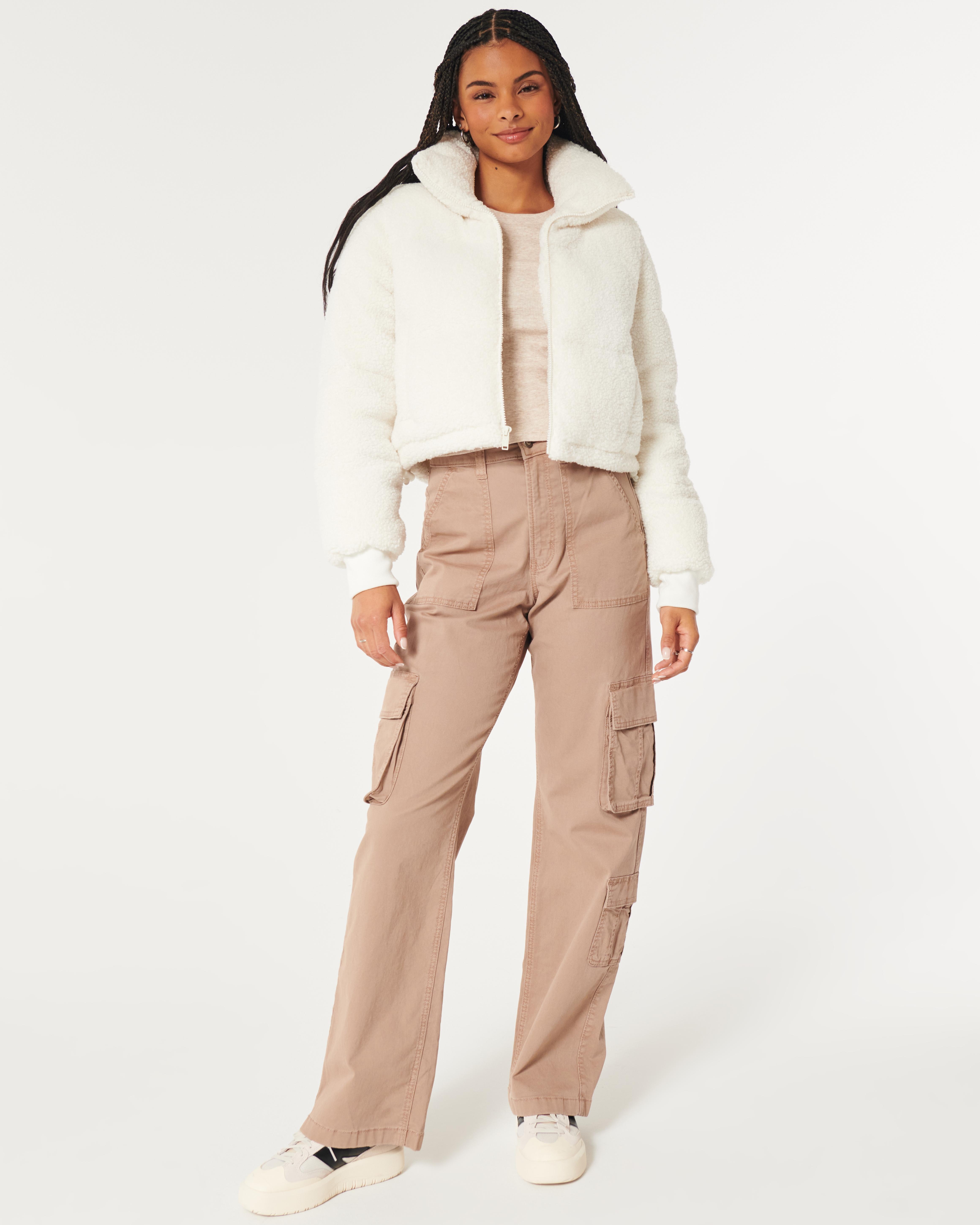 Hollister sherpa puffer jacket sale