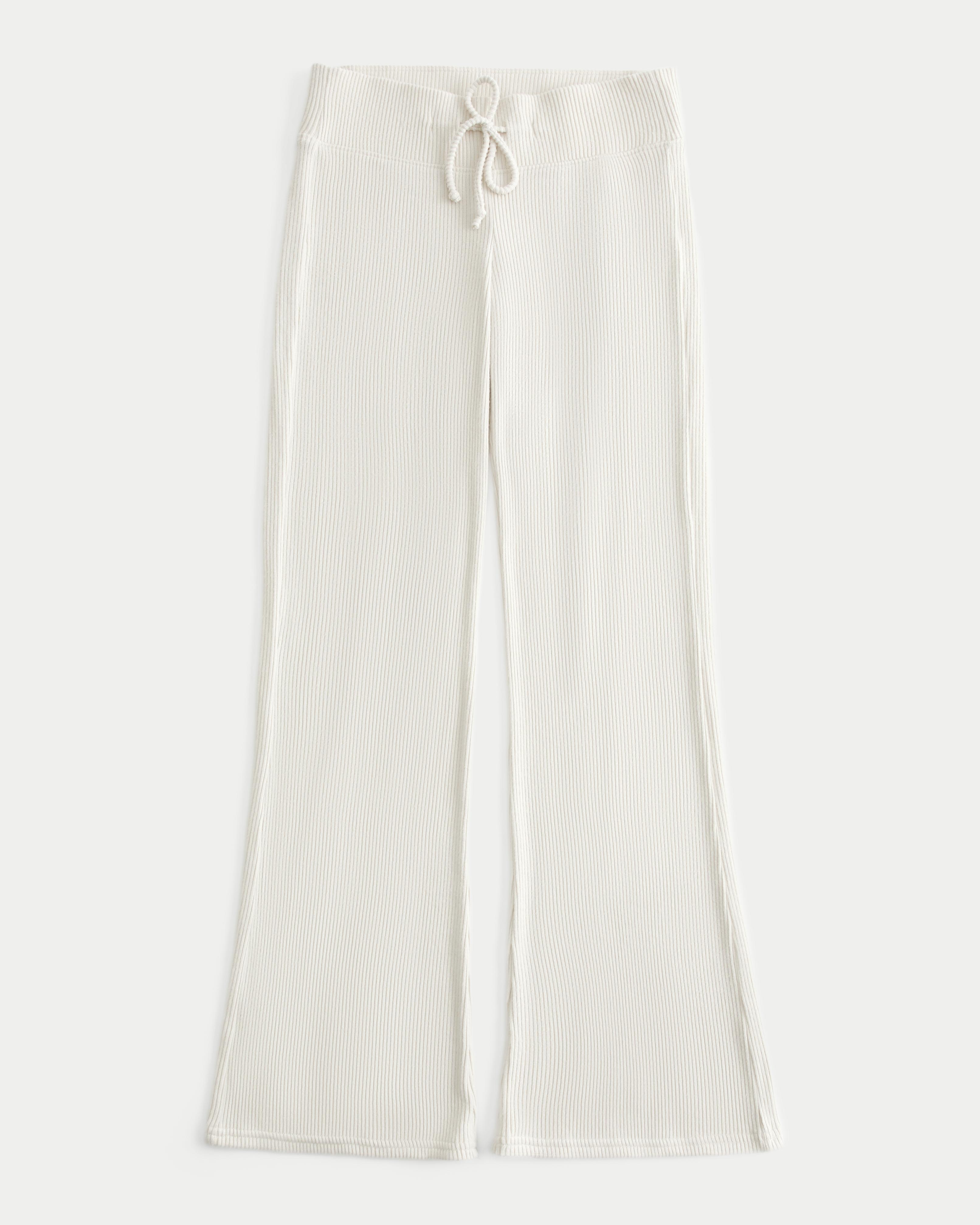 Hollister Cozy Ribbed Flare Pants in White | Lyst UK
