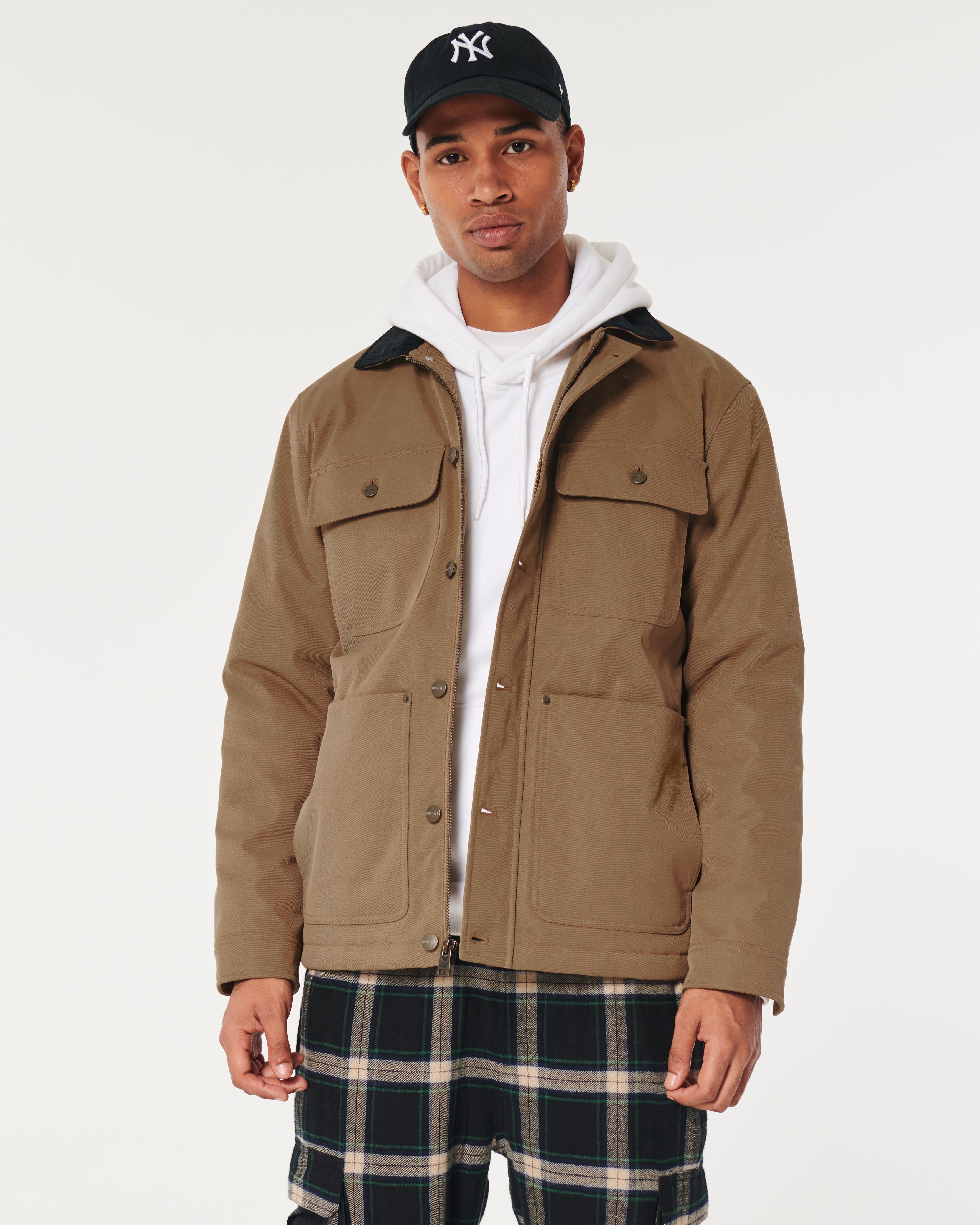 Hollister Corduroy Collar Chore Jacket in Brown for Men Lyst UK