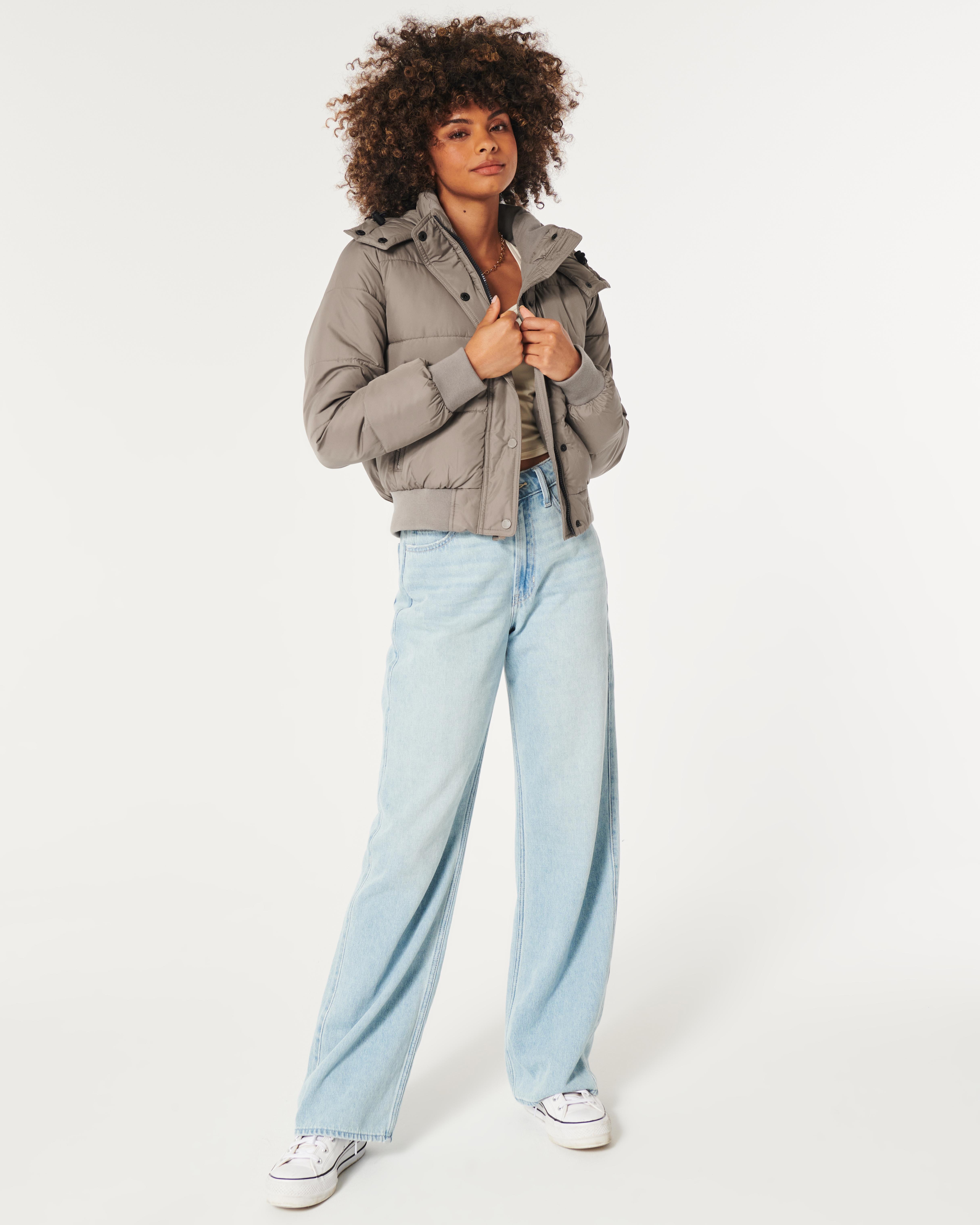 Hollister Ultimate Puffer Bomber Jacket in Natural Lyst UK