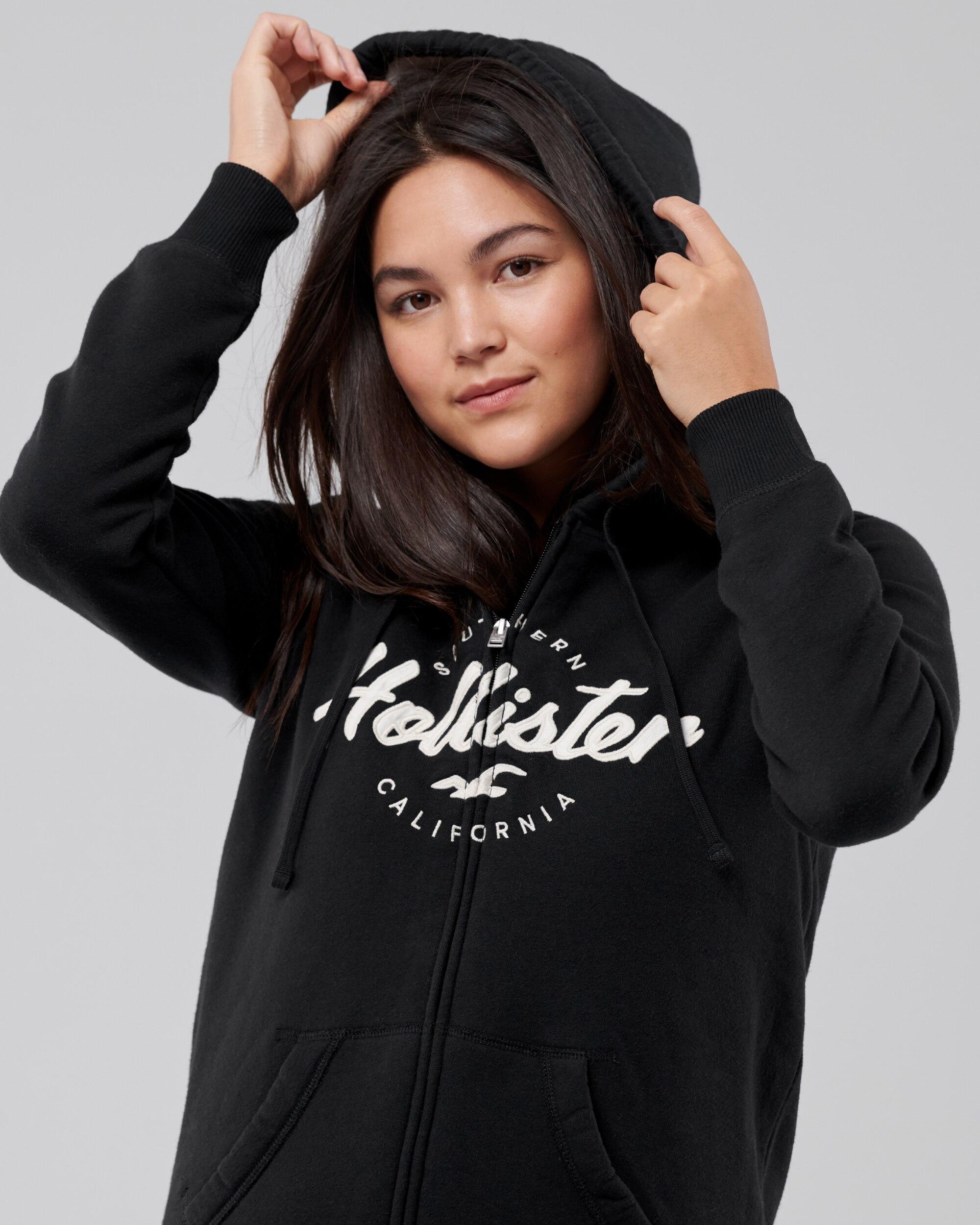 Hollister Sherpa-Lined Full-Zip Graphic Hoodie in Schwarz | Lyst DE