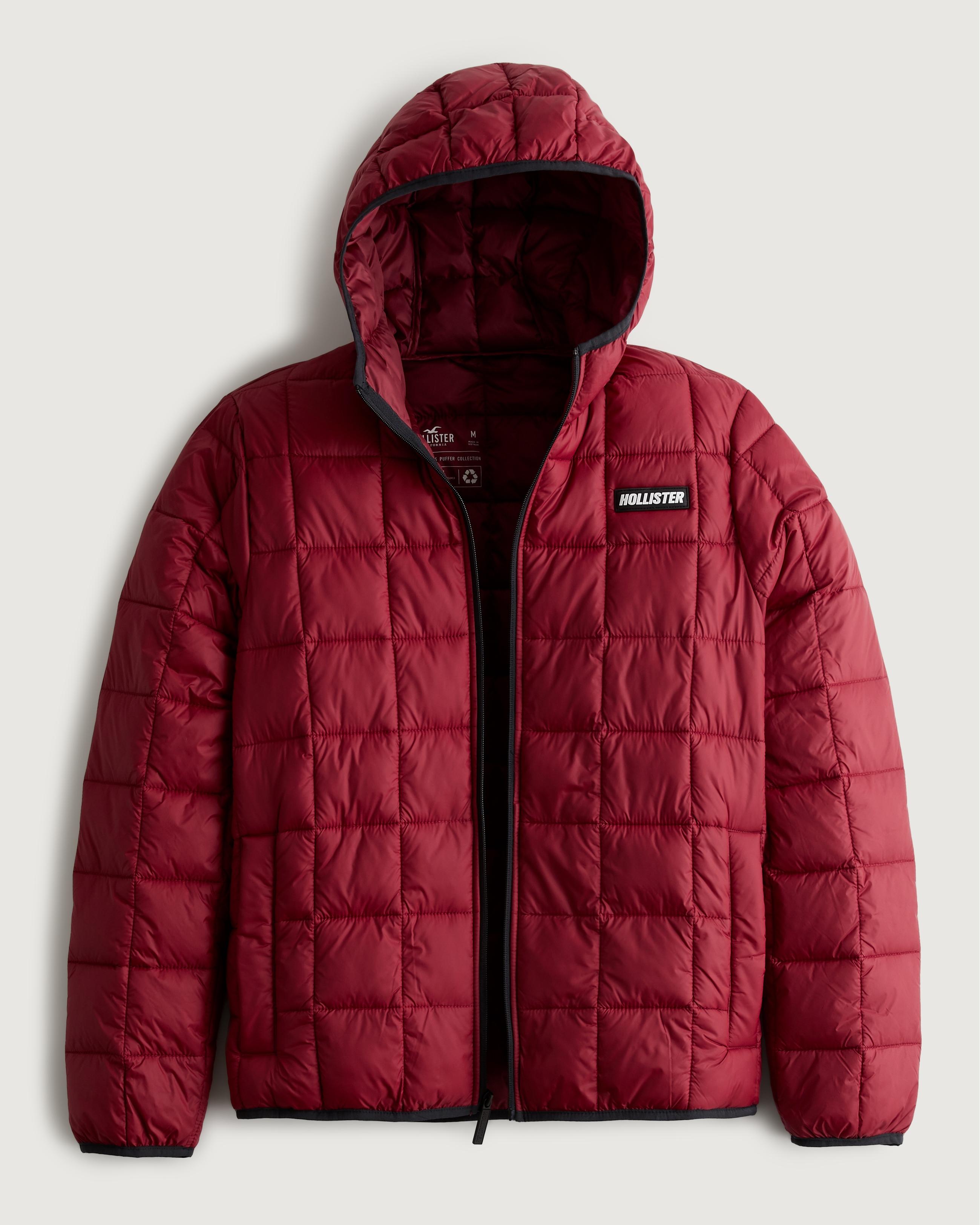Hollister mockneck puffer jacket best sale red