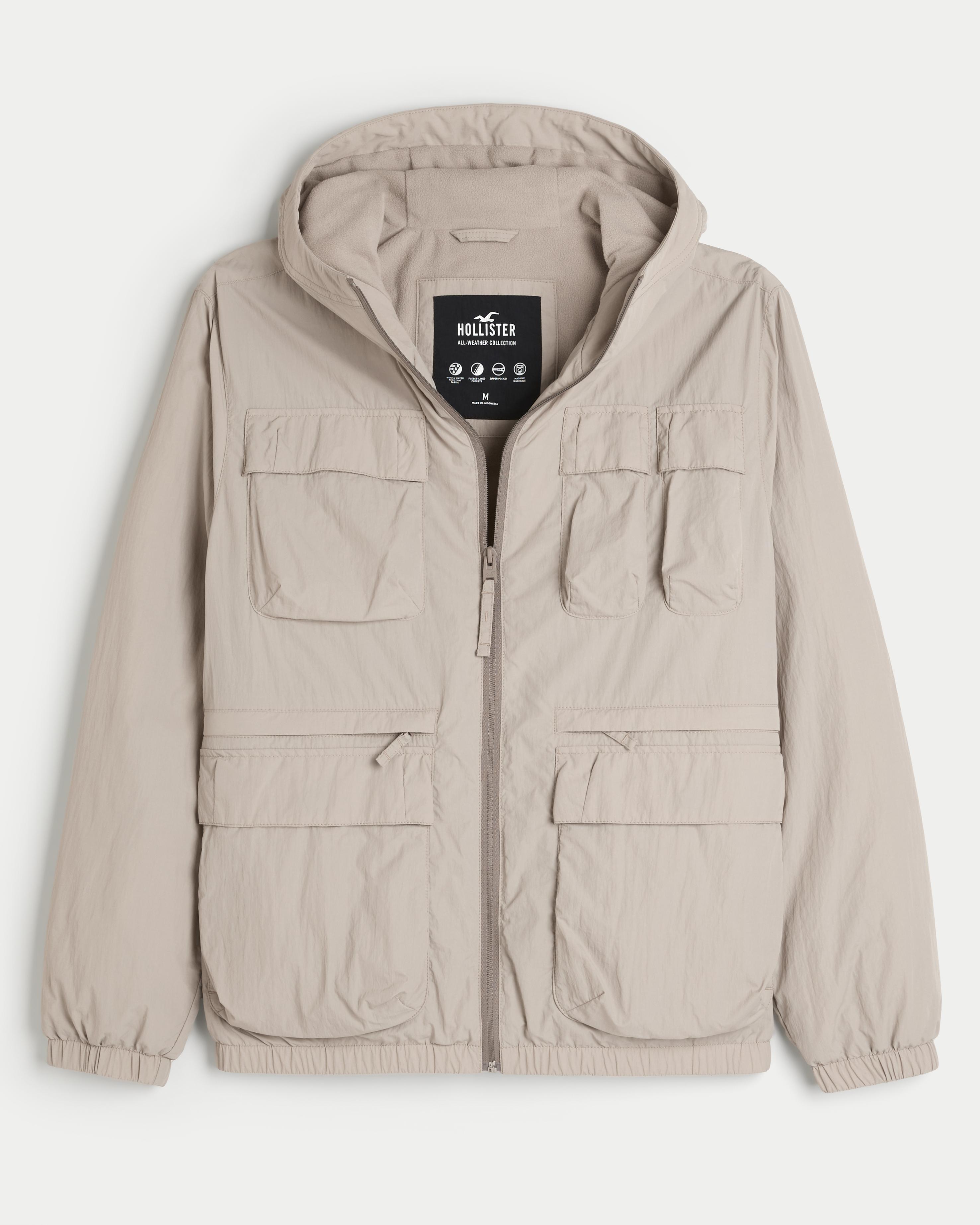 Hollister Fleece-lined All-weather Hoodie Jacket in Natural for