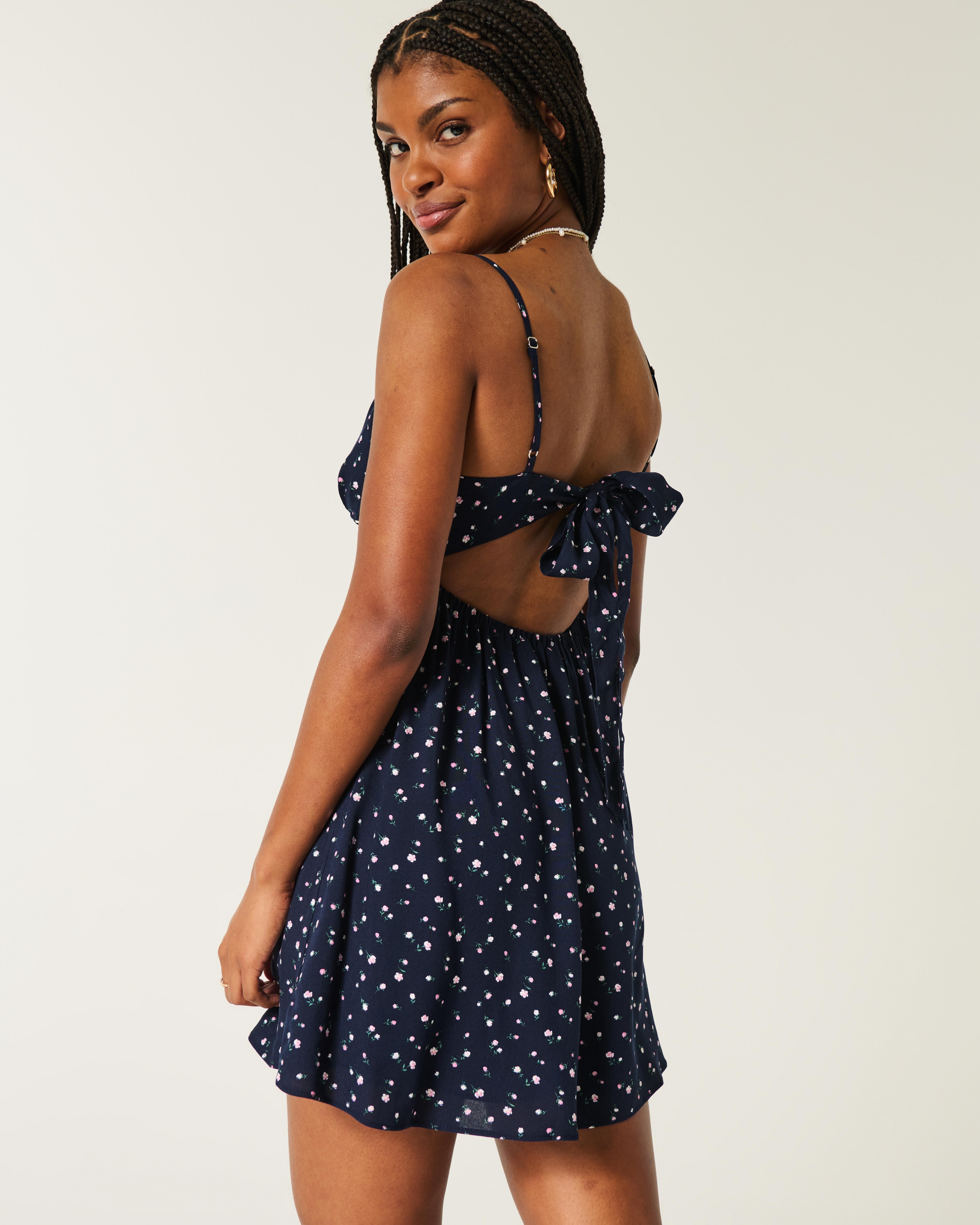 Hollister Lace Detail Slip Mini Dress in Blue | Lyst UK