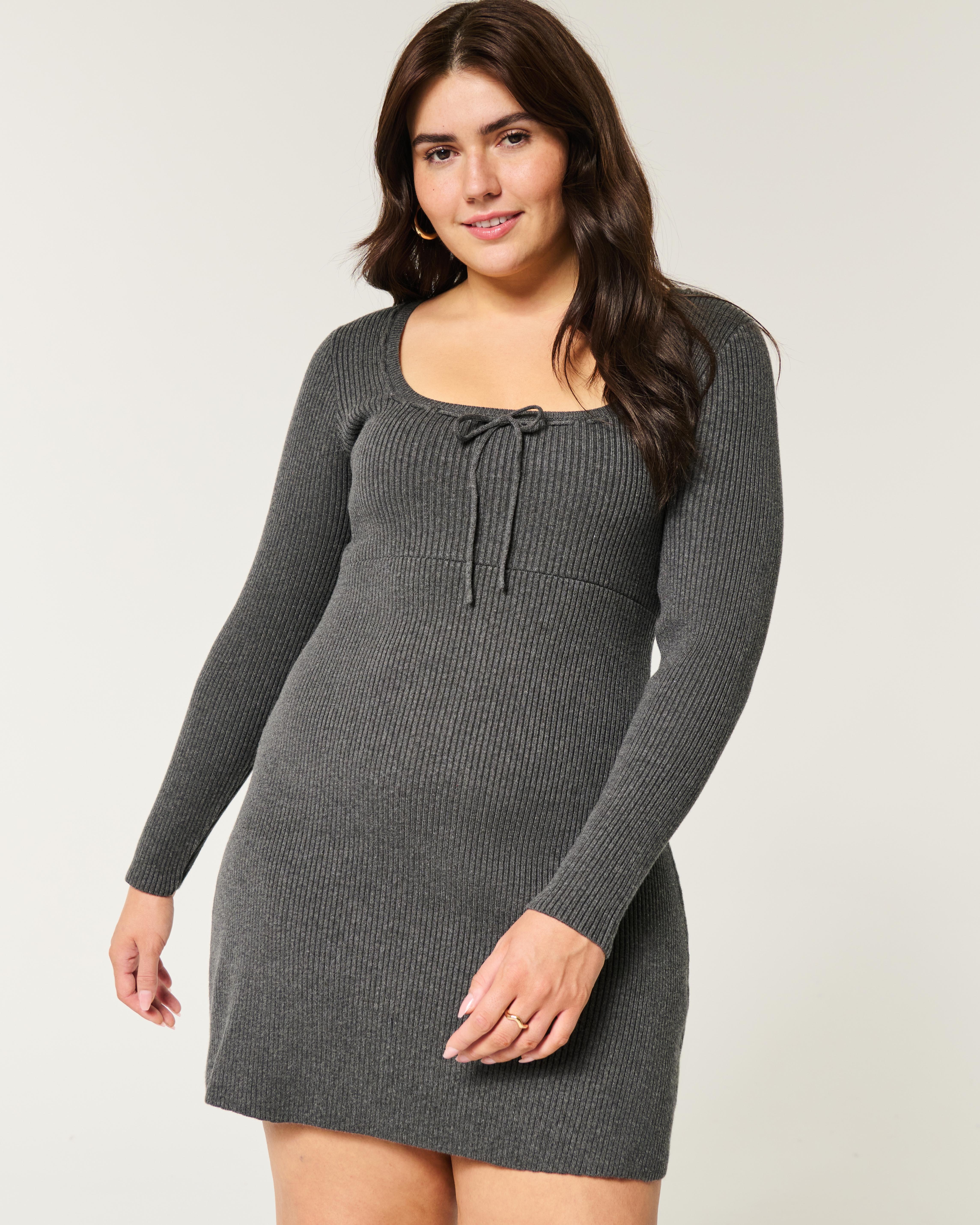 Hollister Sweater-knit Skater Mini Dress in Grey | Lyst UK