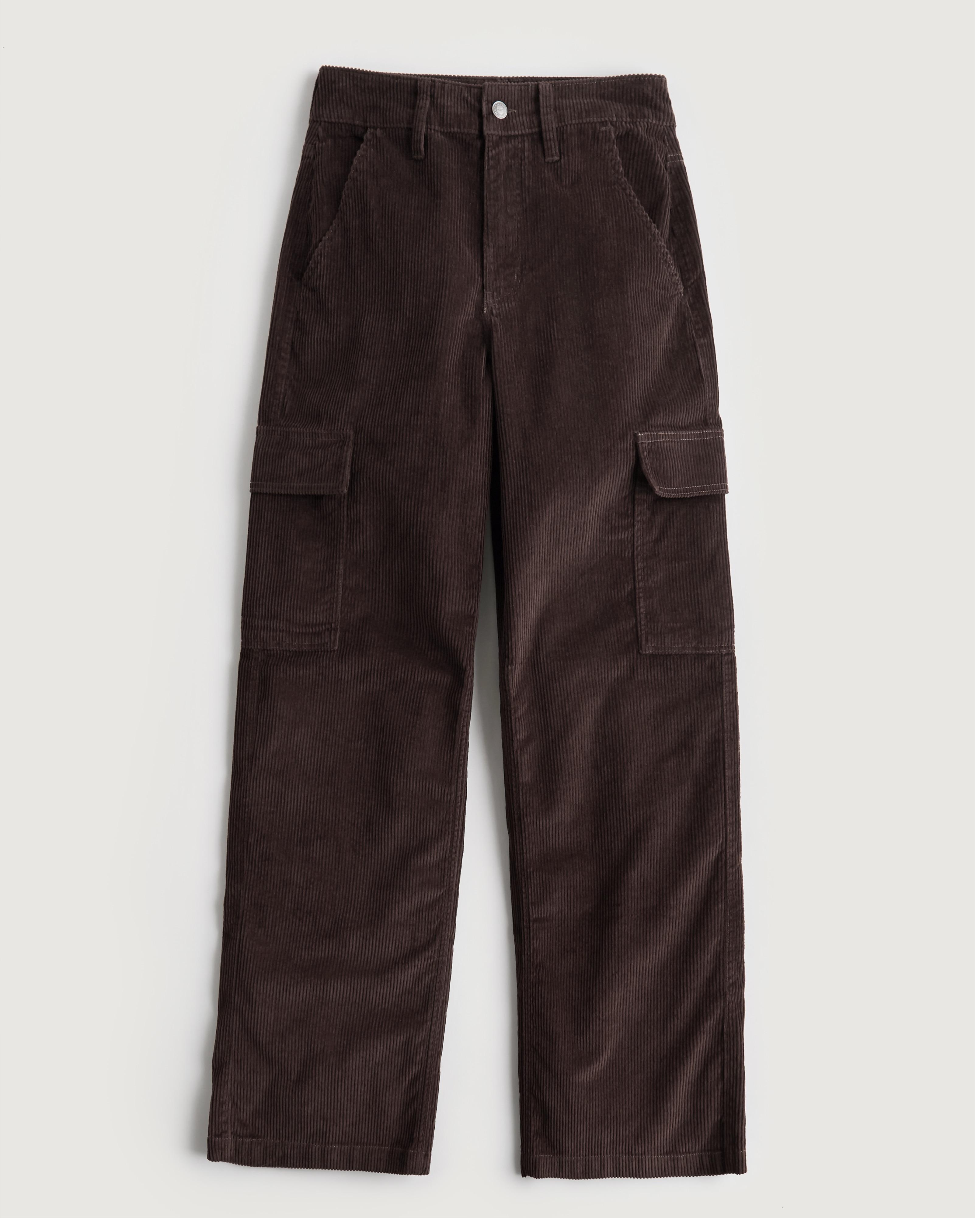 Hollister Ultra High-rise Corduroy Baggy Cargo Pants in Brown | Lyst UK