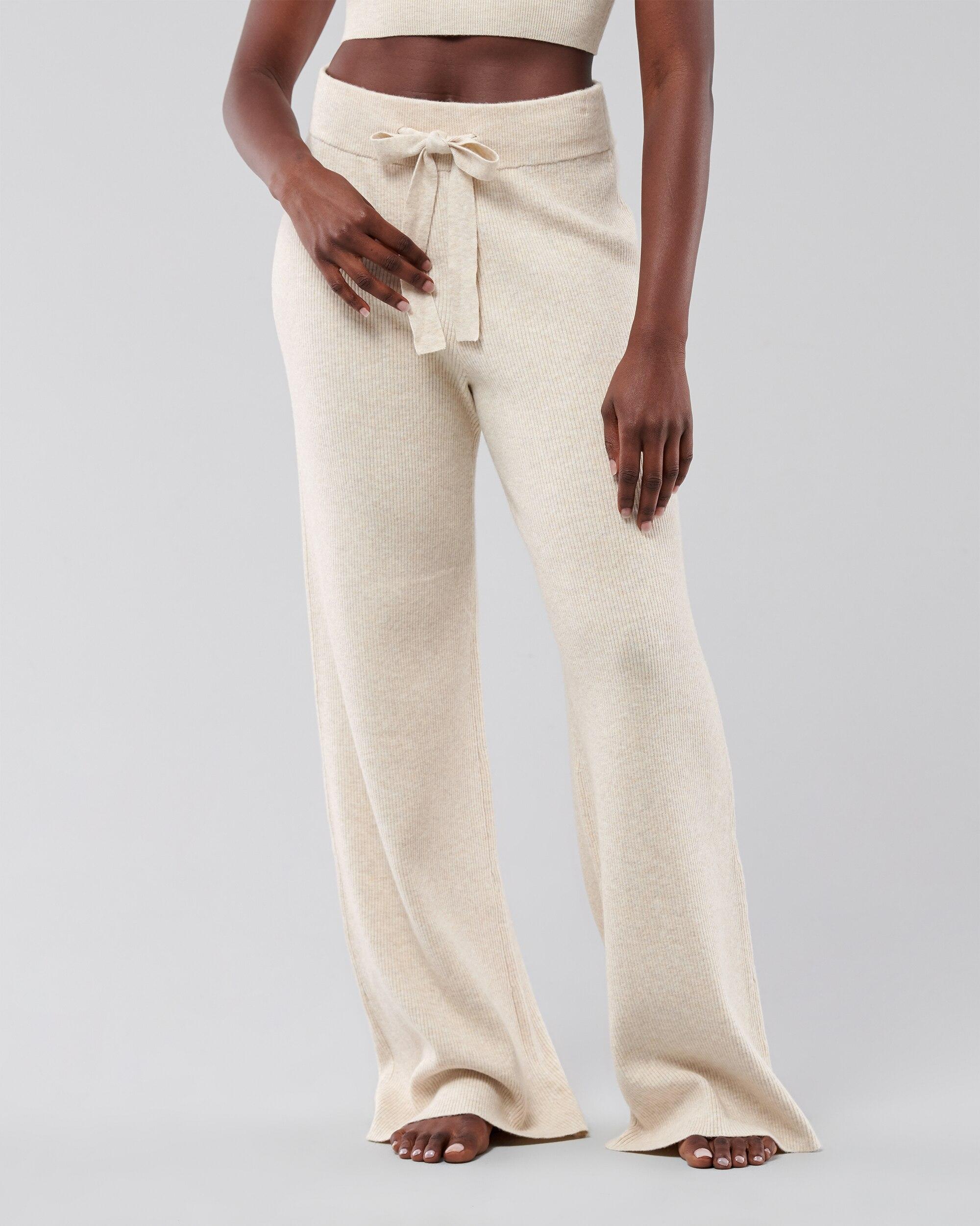 Hollister Gilly Hicks Sweater Knit Wide Leg Pants in Natural | Lyst UK