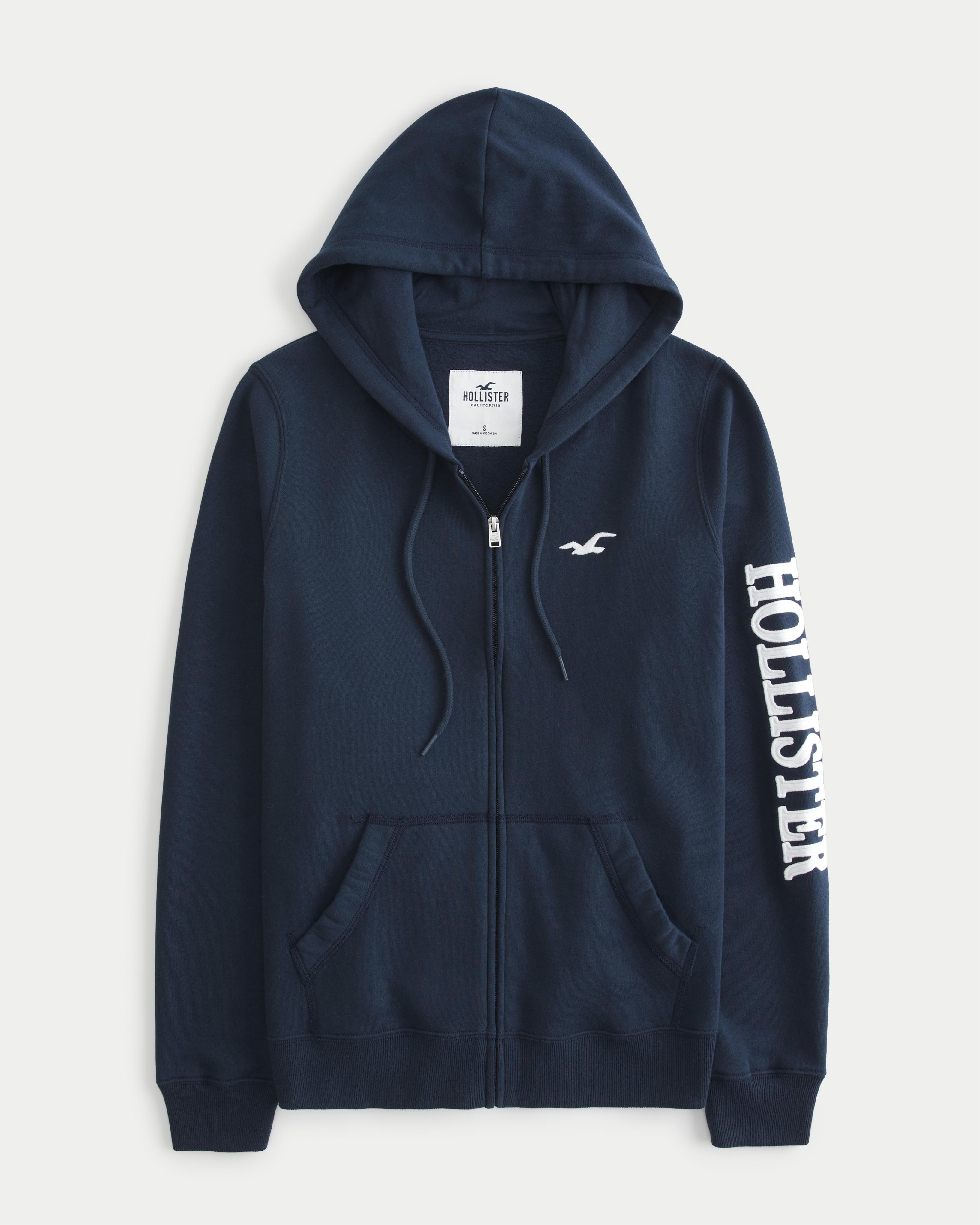 Hollister Zip up Logo Graphic Hoodie in Blue Lyst UK