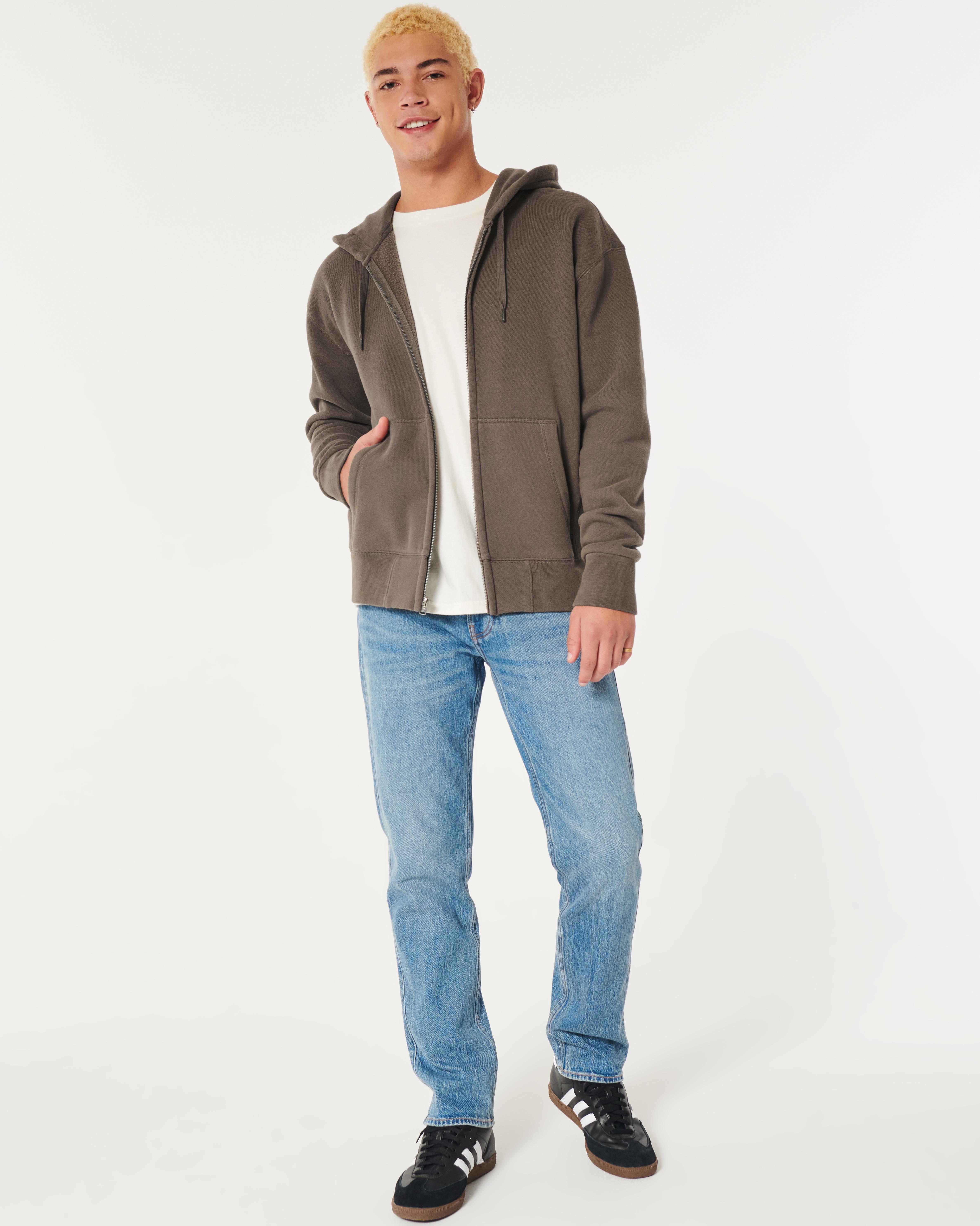 Hollister Relaxed Heavyweight Zip up Hoodie in Brown for Men Lyst UK