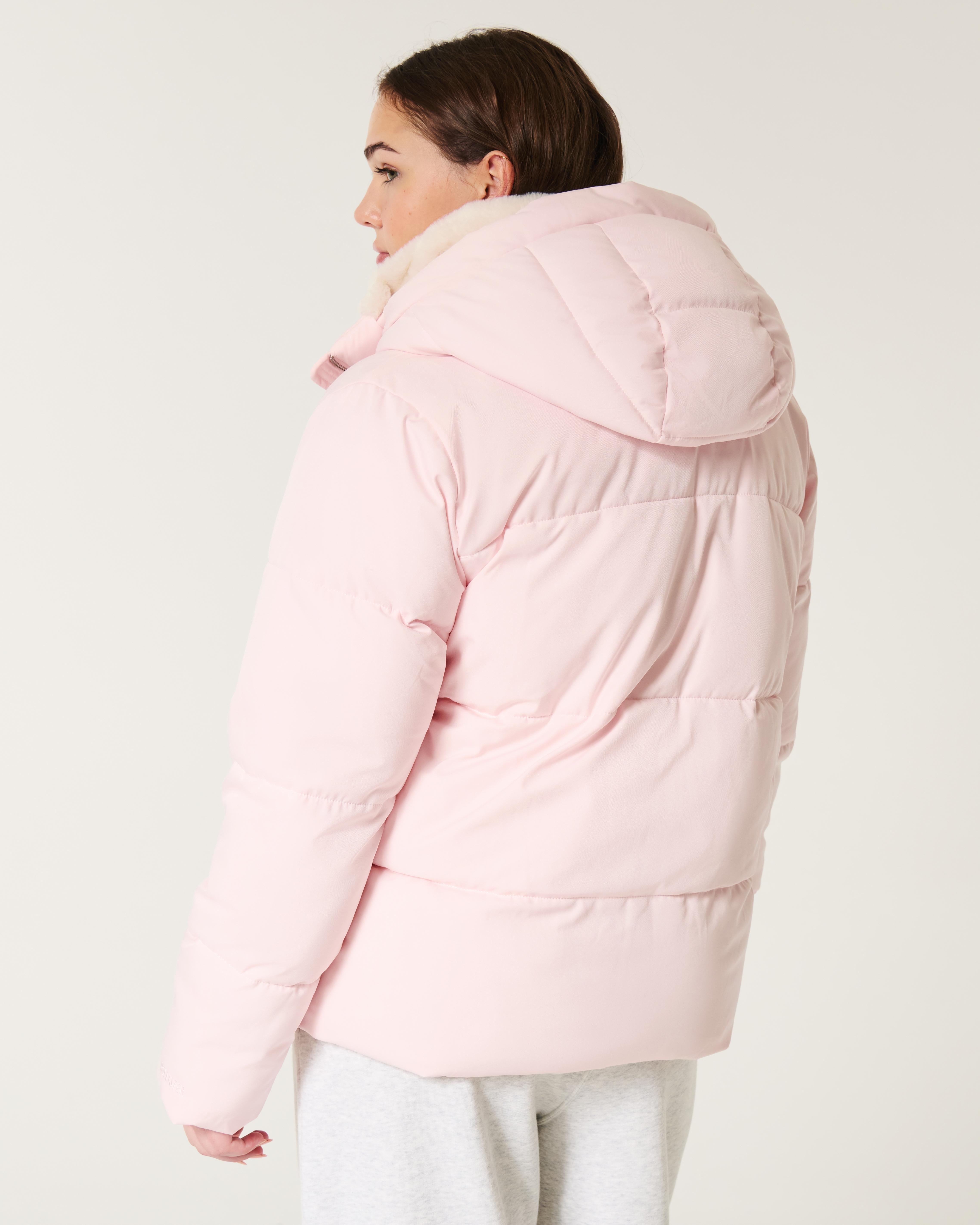 Hollister Faux Fur lined All weather Puffer Jacket in Pink Lyst UK
