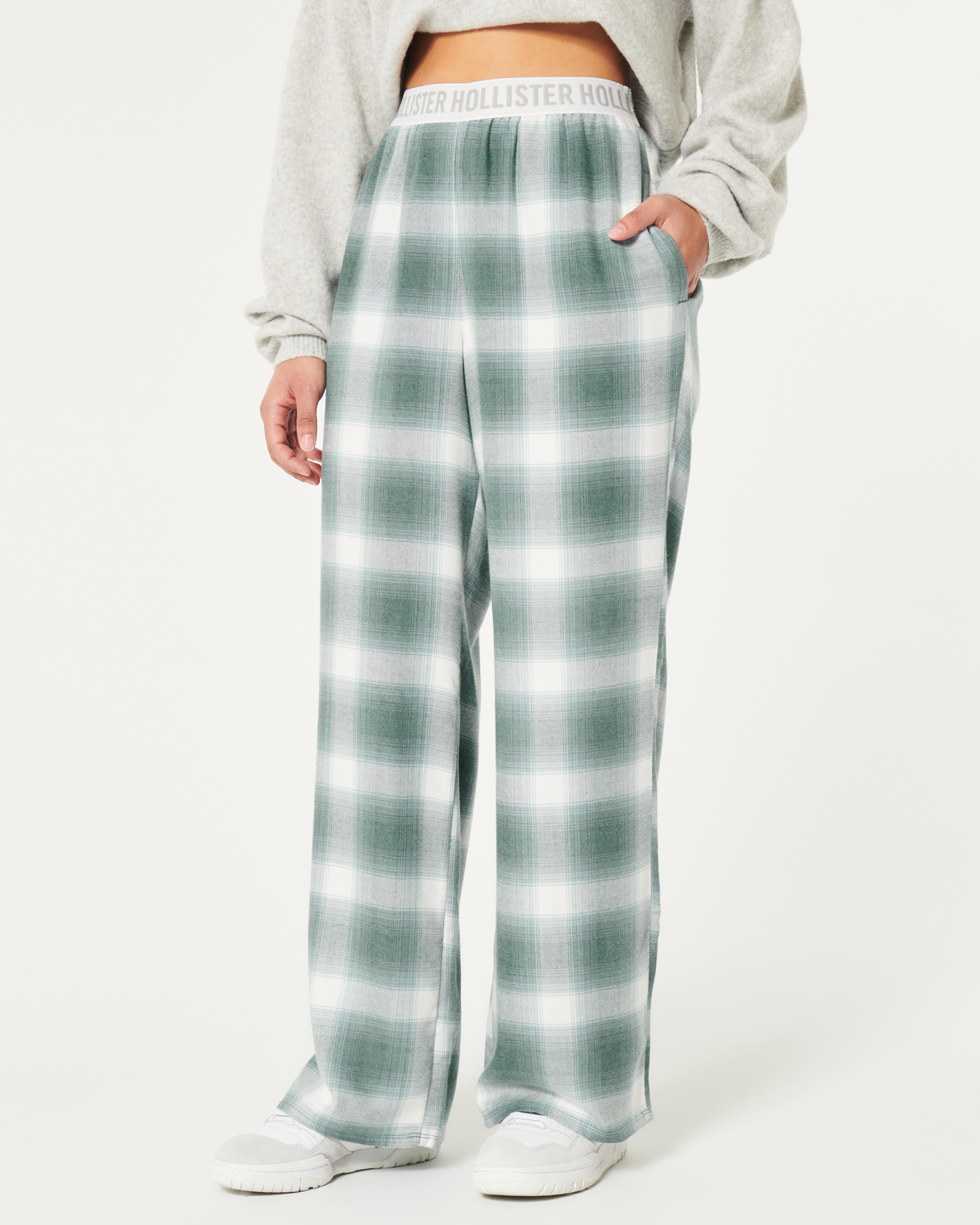 Green plaid pants hollister sale