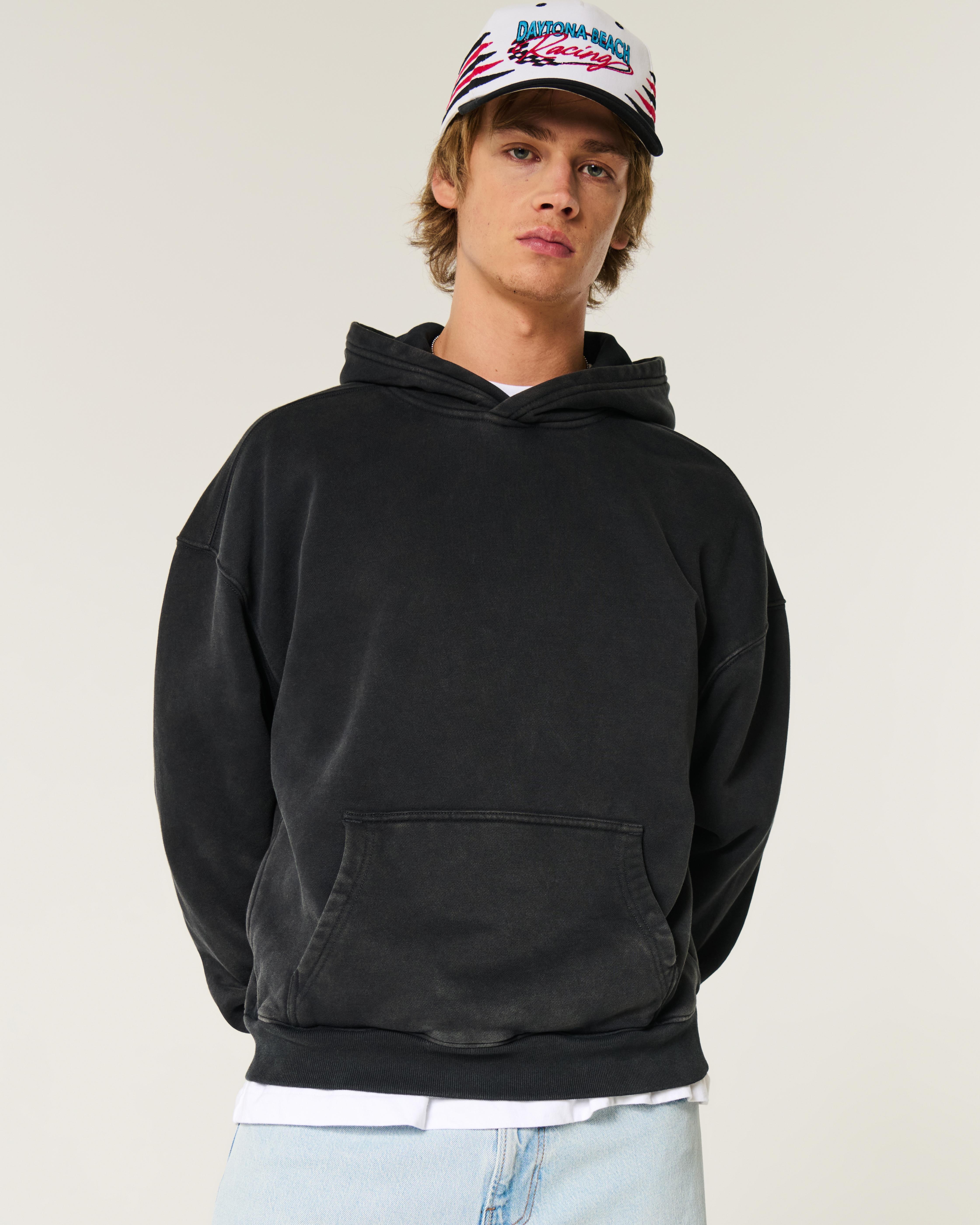 Hollister Black Boxy Hoodie Hollister Boxy Zip-Up Flame Graphic