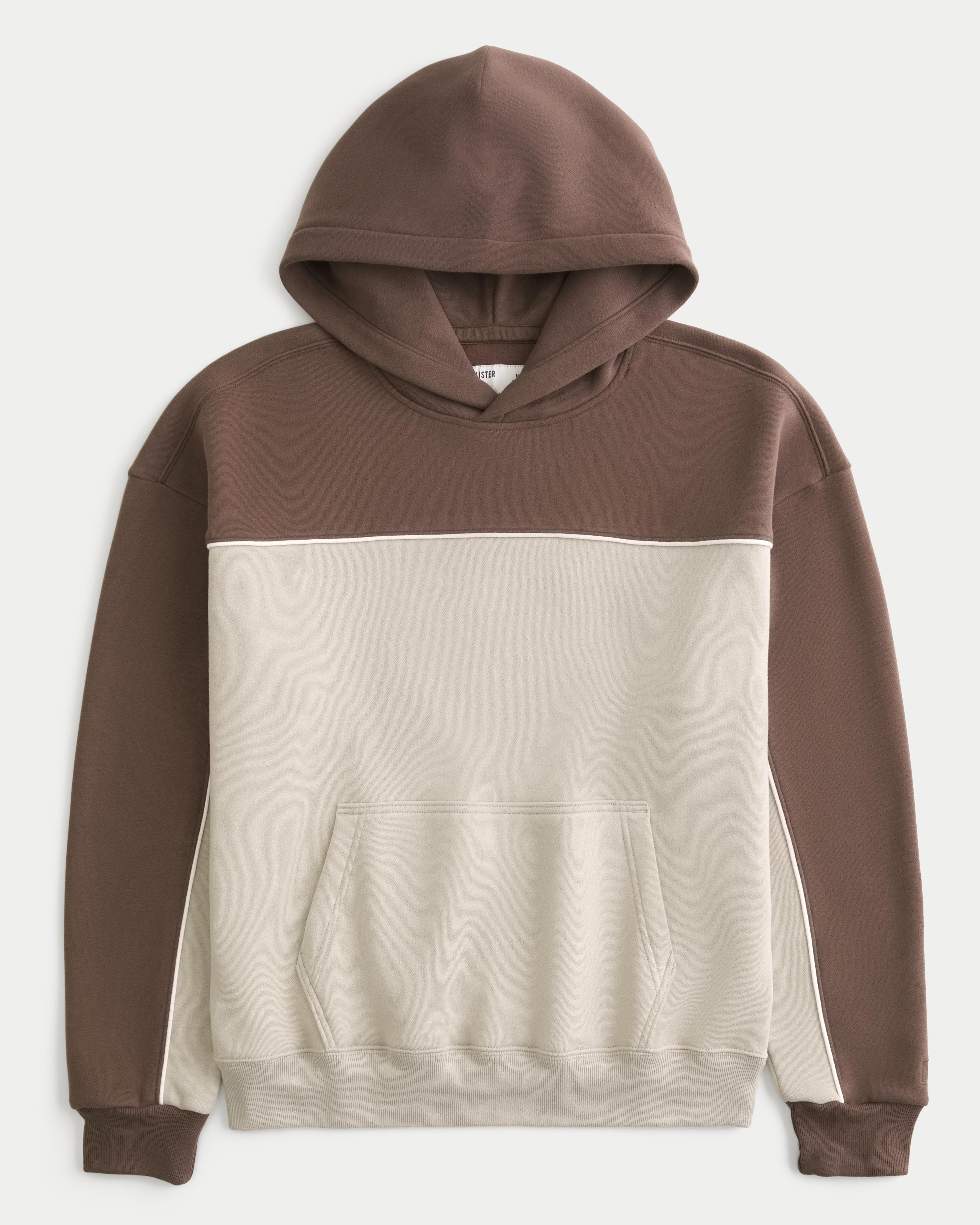 Hollister Boxy Colorblock Hoodie in Brown for Men Lyst UK