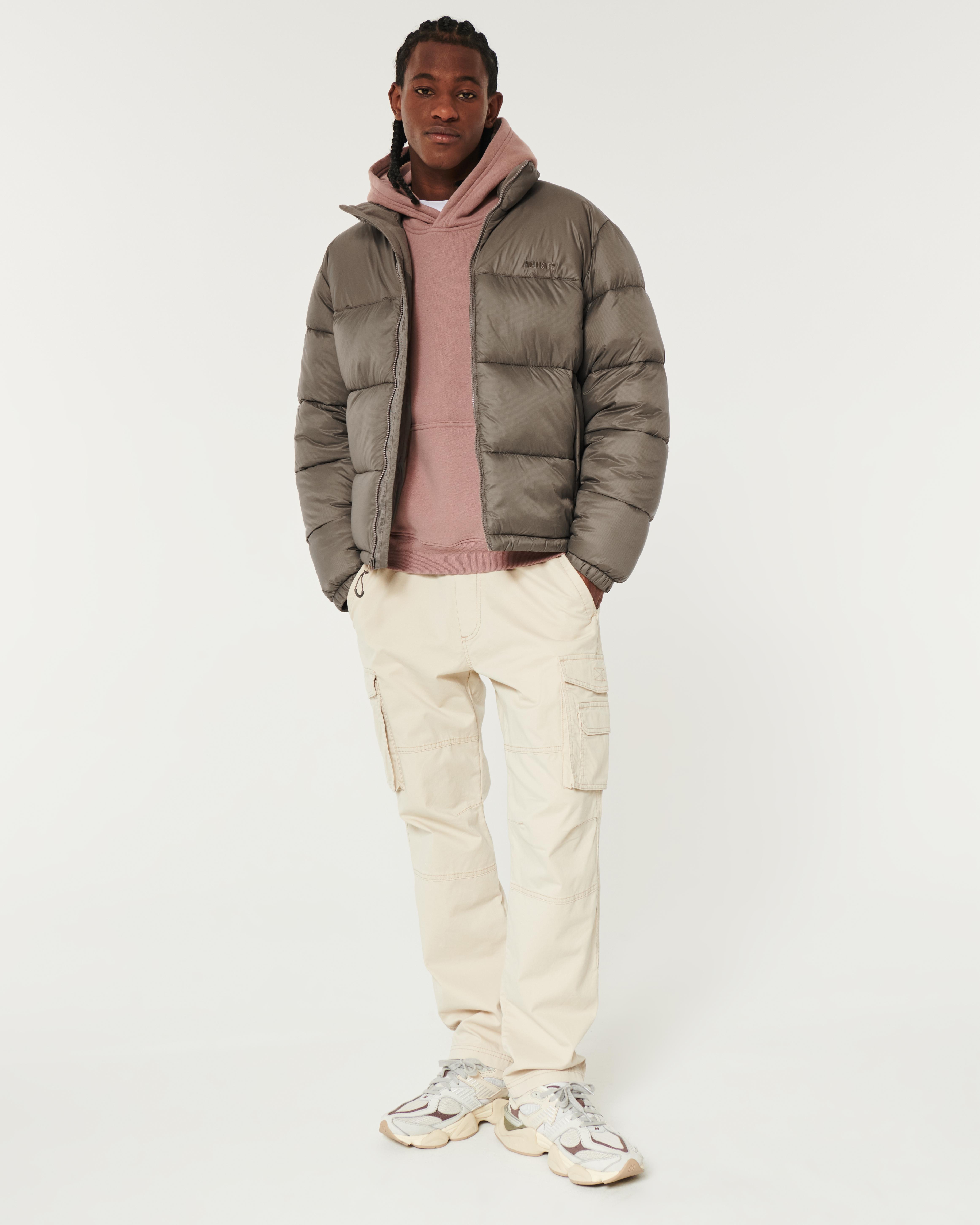 Hollister mockneck puffer jacket red clearance